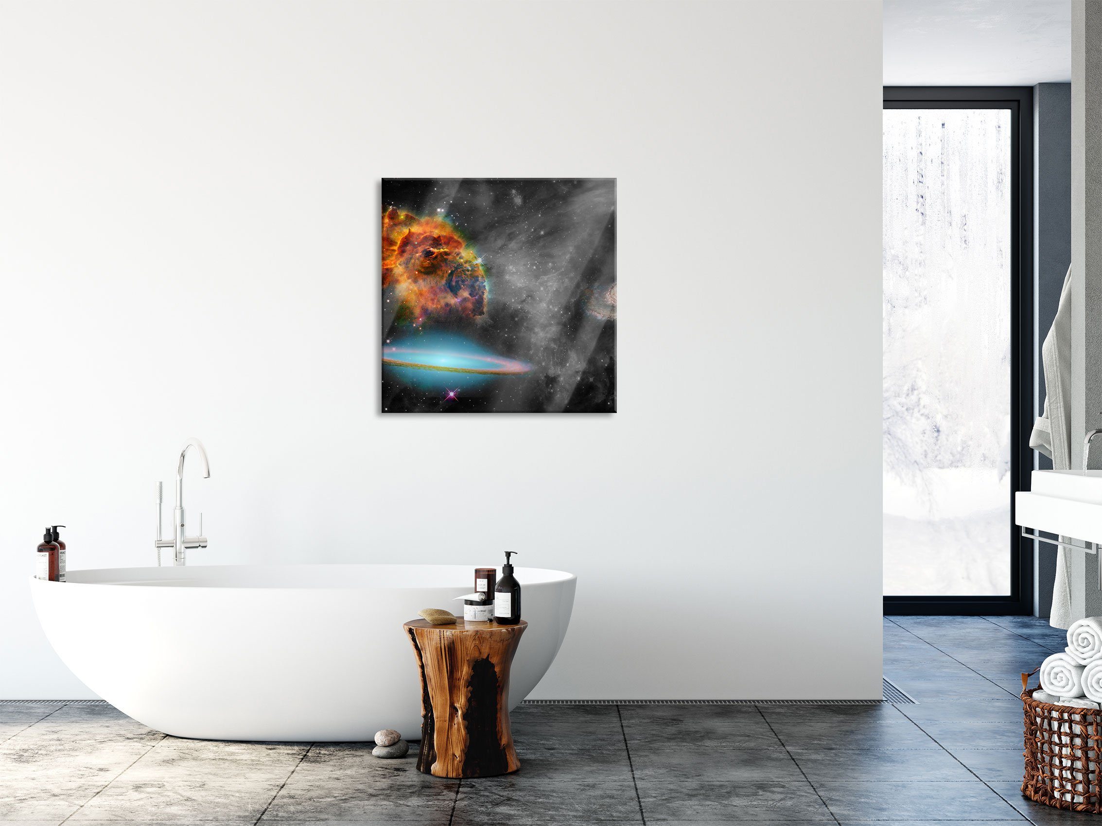 Pixxprint Glasbild beeindruckende Galaxie, beeindruckende St), aus und inkl. Aufhängungen Abstandshalter Galaxie Echtglas, Glasbild (1