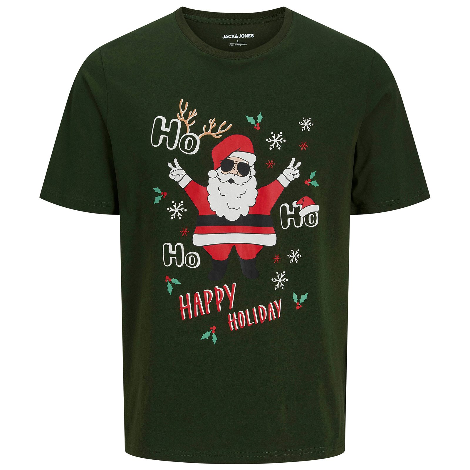 Jack & Jones Rundhalsshirt Jack&Jones Übergrößen Xmas T-Shirt oliv JJCHRIST günstig online kaufen