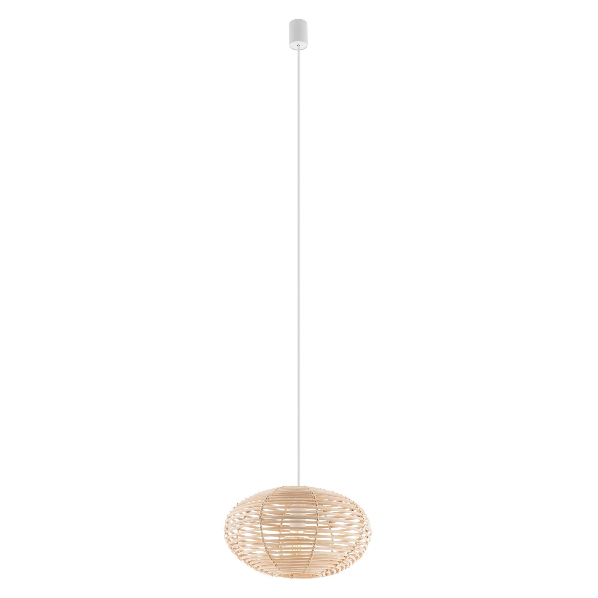 Licht-Erlebnisse Pendelleuchte DUITIN, ohne Leuchtmittel, Rattan E27 Ø 40 cm H: max. 160 cm Naturholz rund Modern