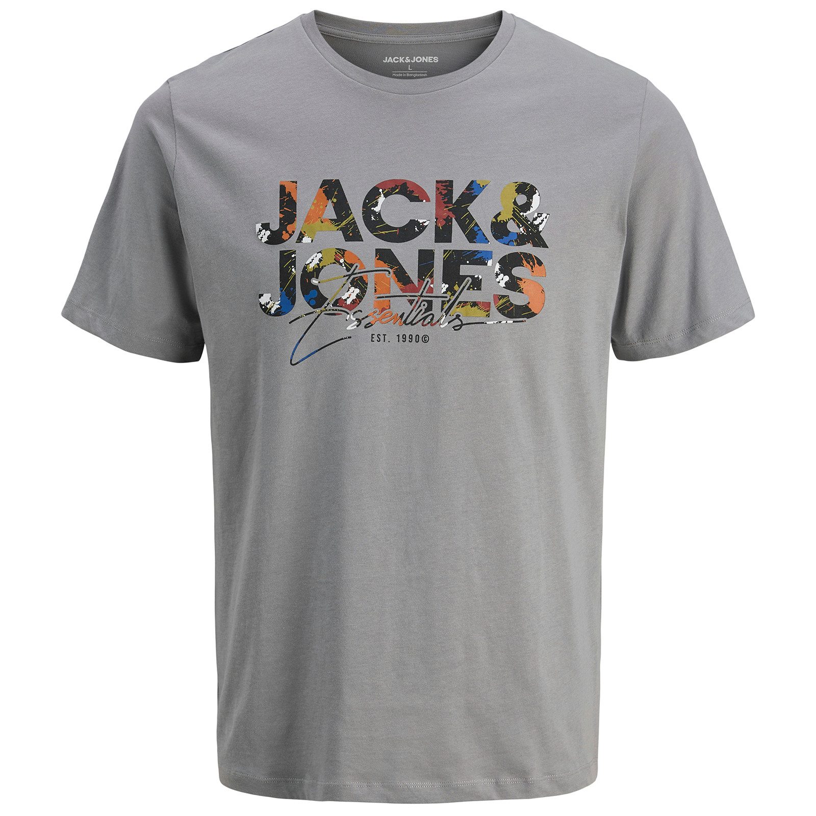 Jack & Jones Rundhalsshirt Jack&Jones T-Shirt grau Übergrößen Print JJGEPLA günstig online kaufen