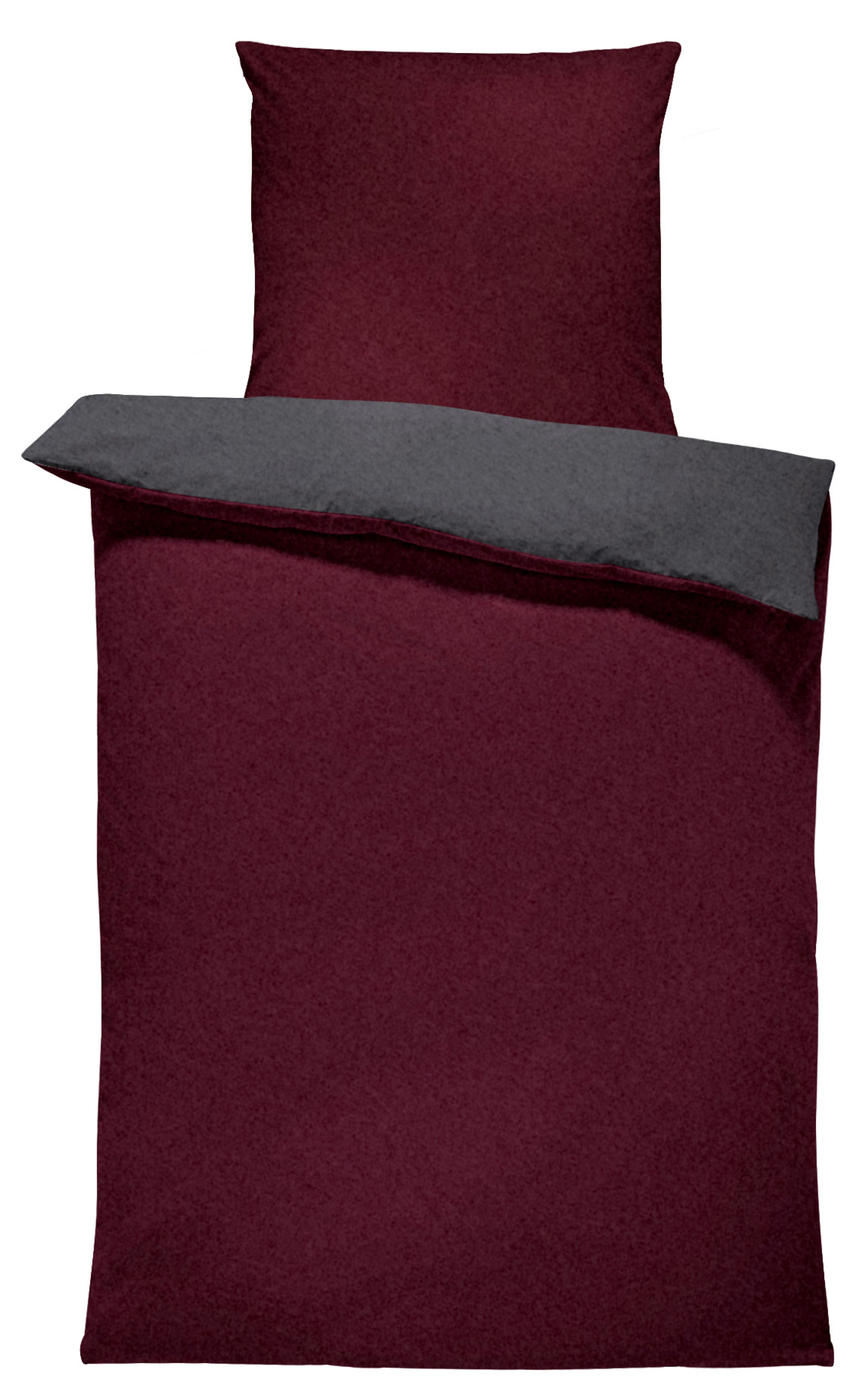 One Home Bettwäsche Doubleface Unifarben, Fleece, 4 teilig, Wende modern, kuschelig flauschig warm weich Winter Normalgröße