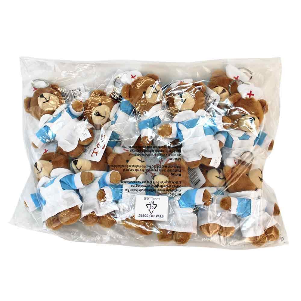 Euro Souvenirs Plüschanhänger Krankenschwester Schlüsselanhänger Teddy im Beutel - 12 Stück (12-St)