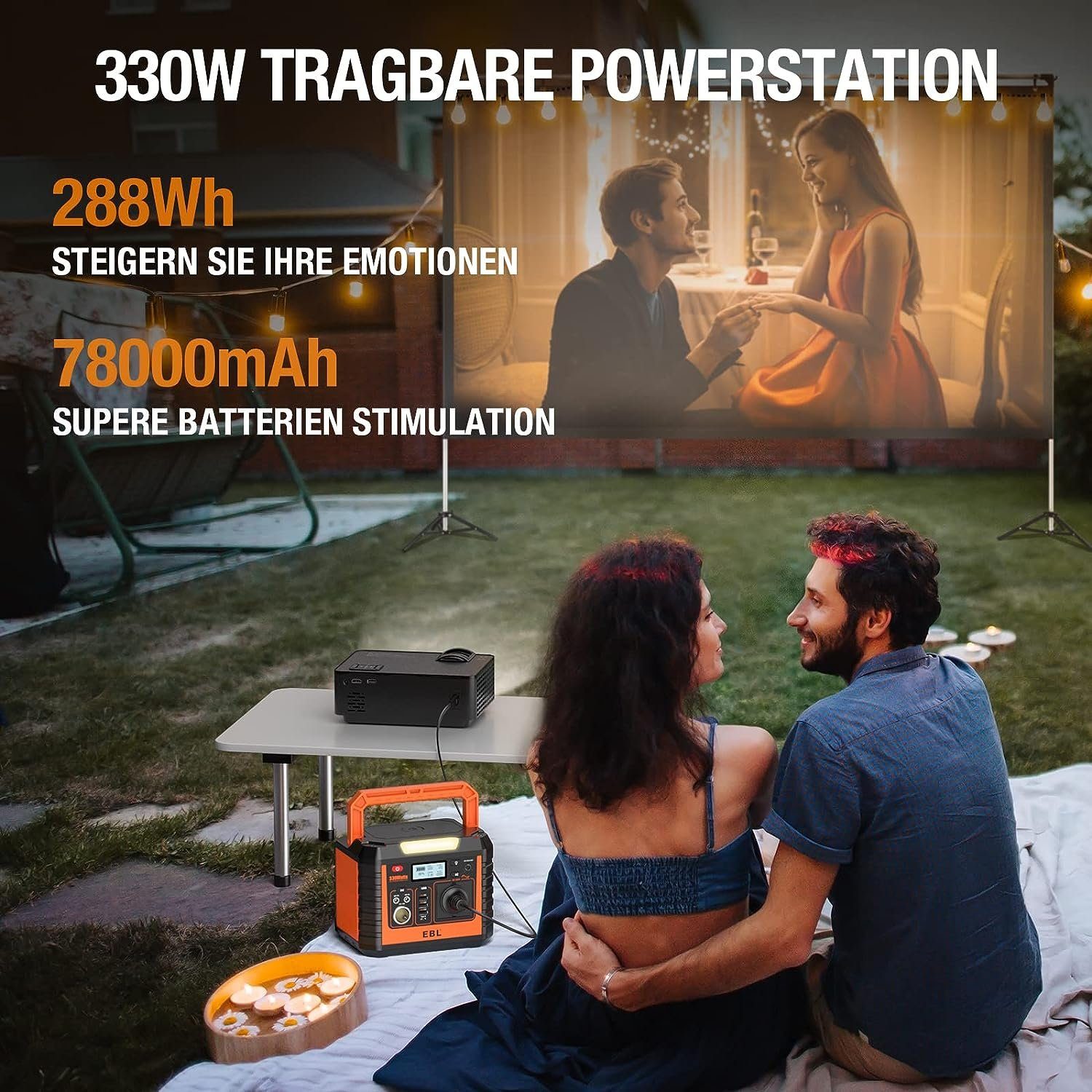 Stromerzeuger, Outdoor Camping Tragbarer Solarpanel,288Wh EBL (1-tlg), Powerstation 330W mit für Stromerzeuger