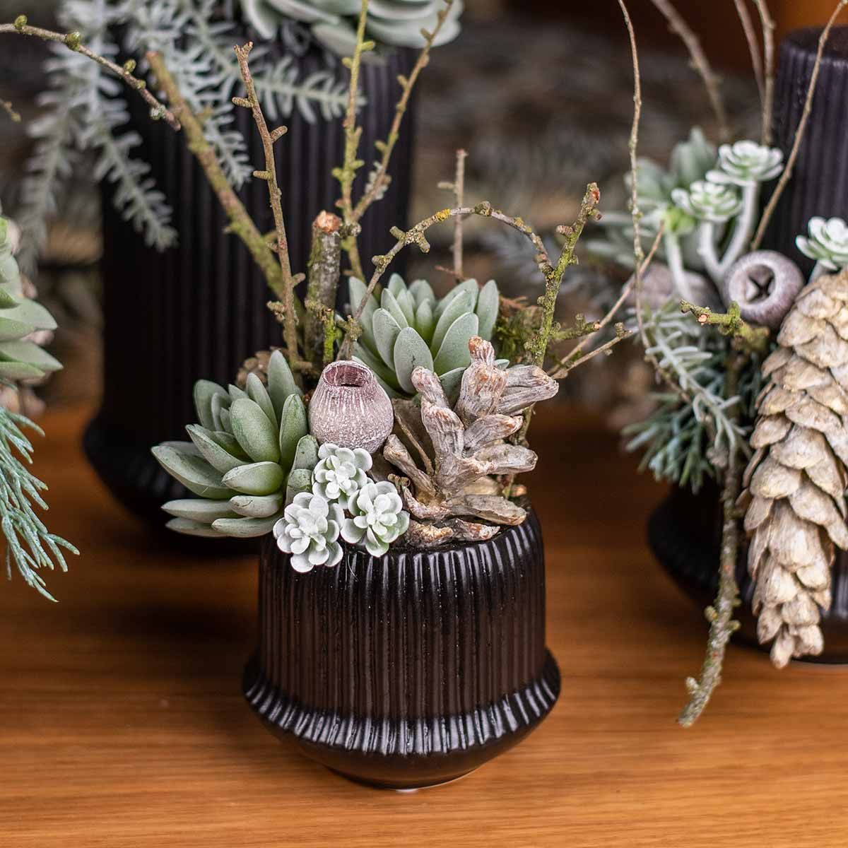 Viana Übertopf Keramik Blumentopf mit Rillen für stilvolle Dekoration