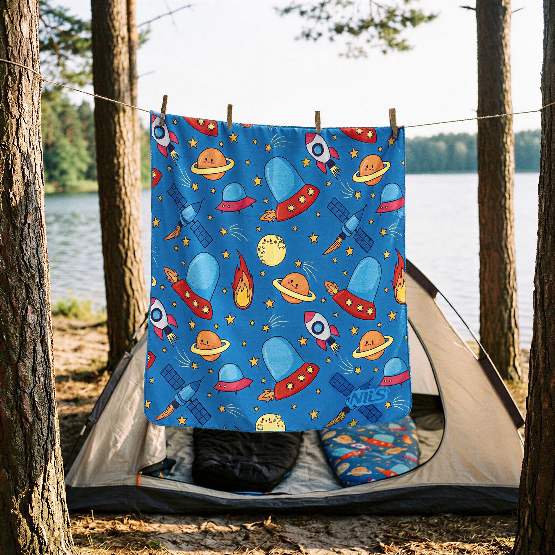 Nils Handtuch Mikrofaserhandtuch Campinghandtuch Strandtuch Kindermotiv 160x80cm, Schnell trocknend
