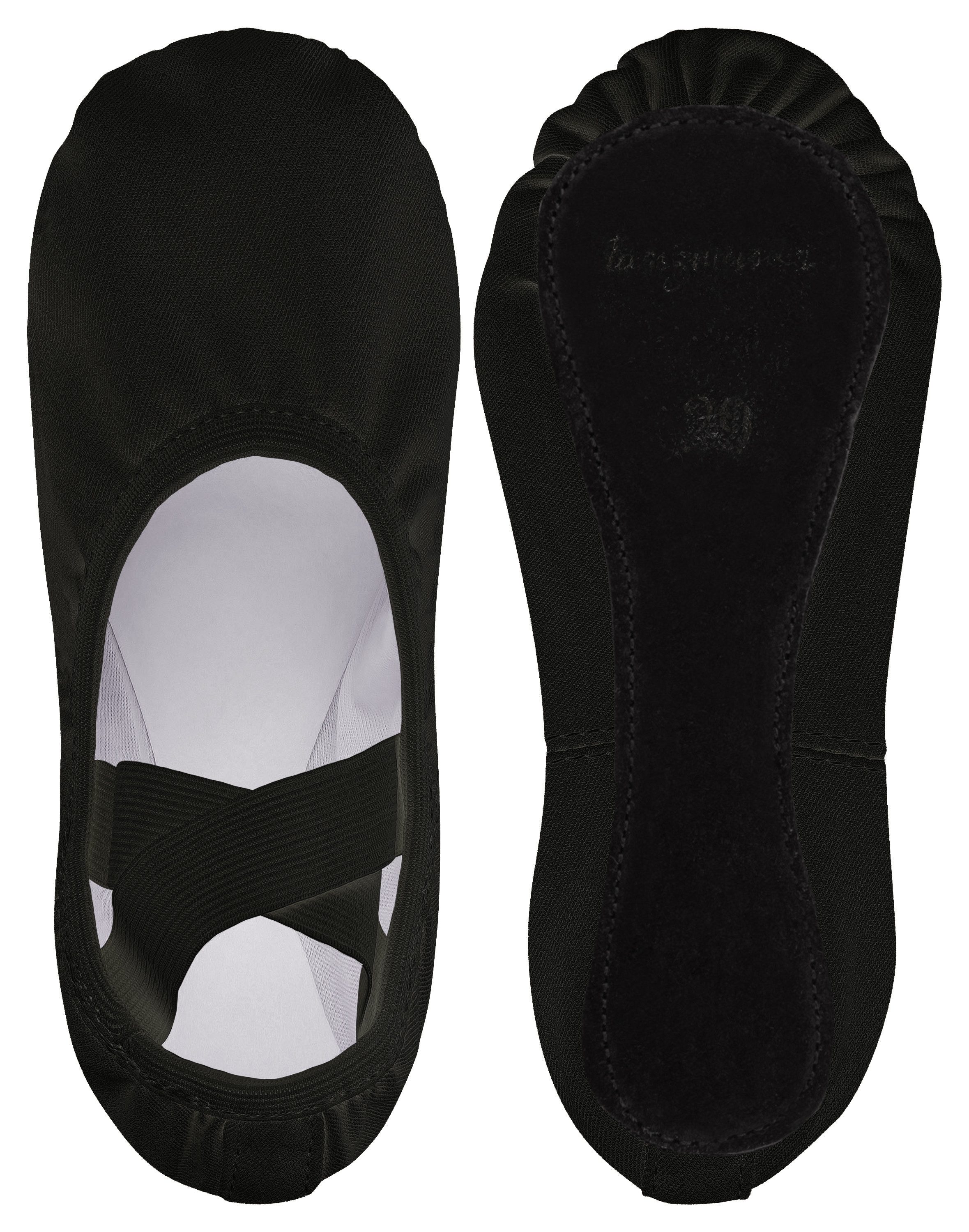 tanzmuster Ballettschläppchen "Jona" aus Baumwoll-Stretch, ganze Sohle Tanzschuh Ballettschläppchen für Kinder und Erwachsene