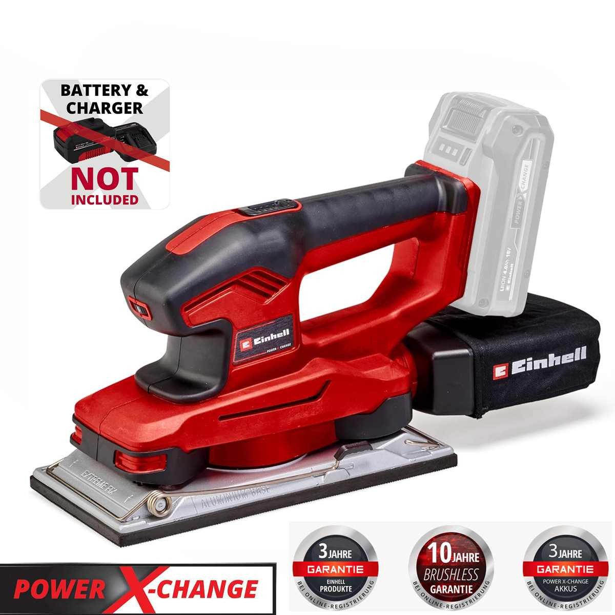 Einhell Schwingschleifer Akku-Schwingschleifer TE-OS 18/230 Li Solo inkl. 3x Schleifpapier