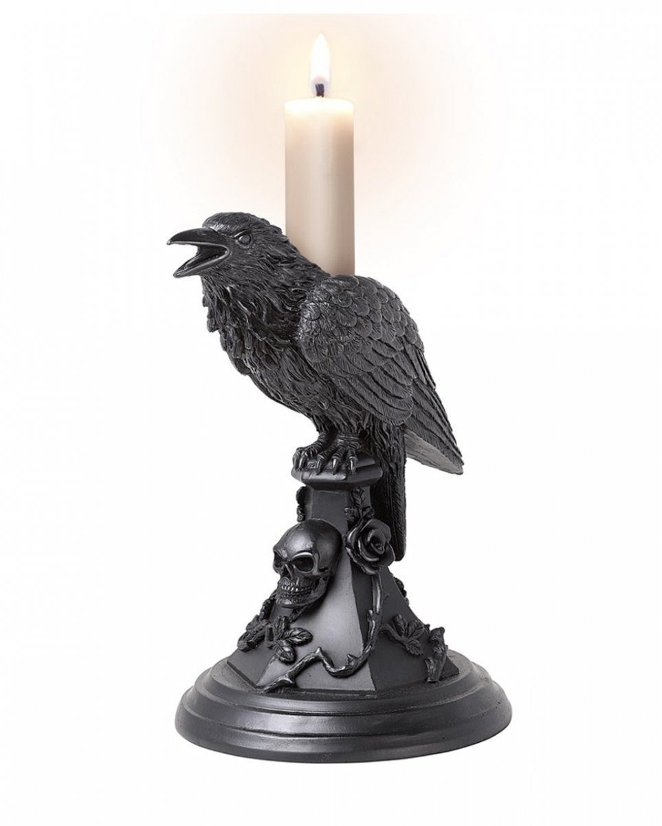 Dekofigur Gothic Krähe Kerzenständer Schwarz als Geschenkide