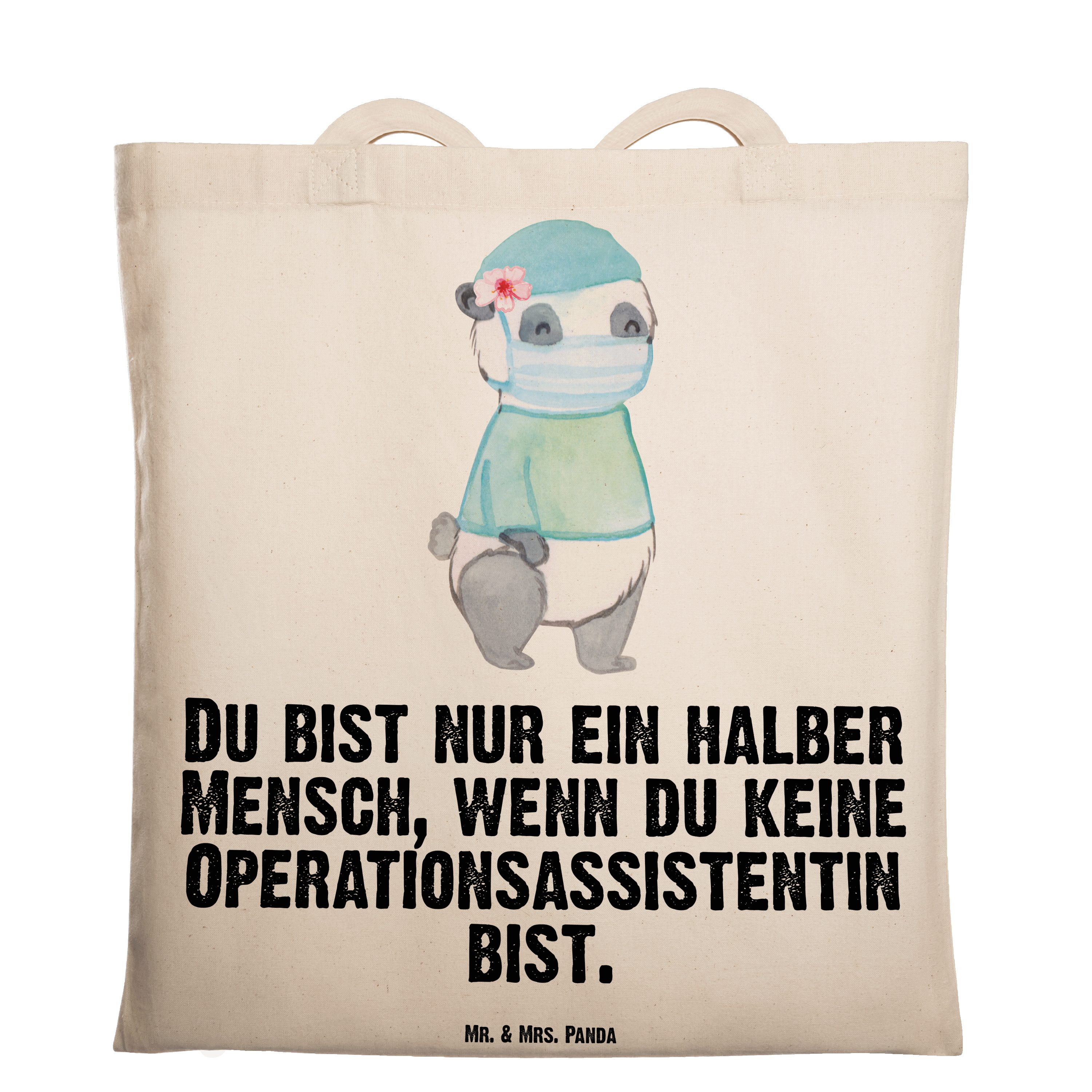 Mr. & Mrs. Panda Tragetasche Operationsassistentin mit Herz - Transparent - Geschenk, Operationsas (1-tlg)