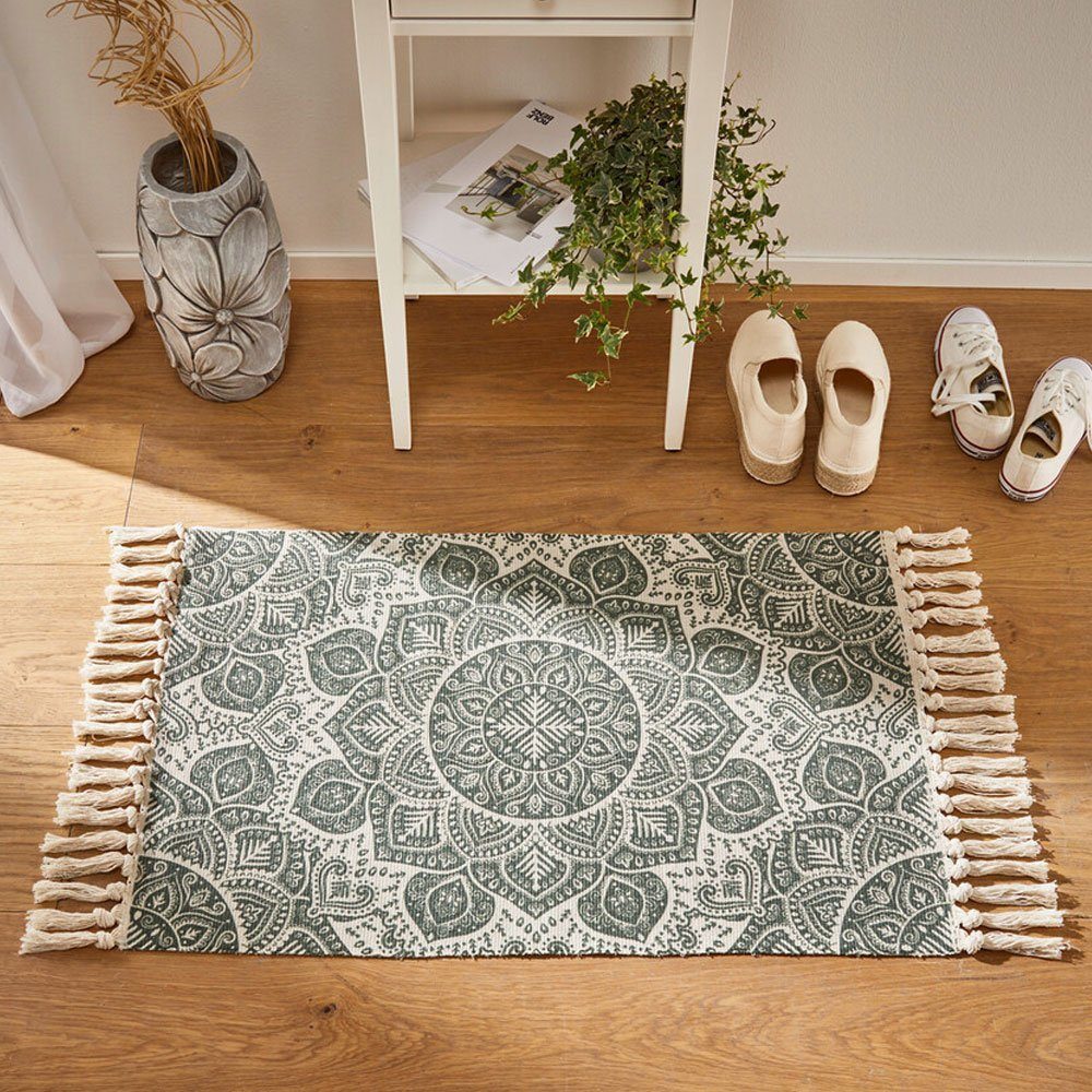Home-trends24.de Läufer Teppich Mandala Grün Bodenläufer Bodenmatte Läufer günstig online kaufen