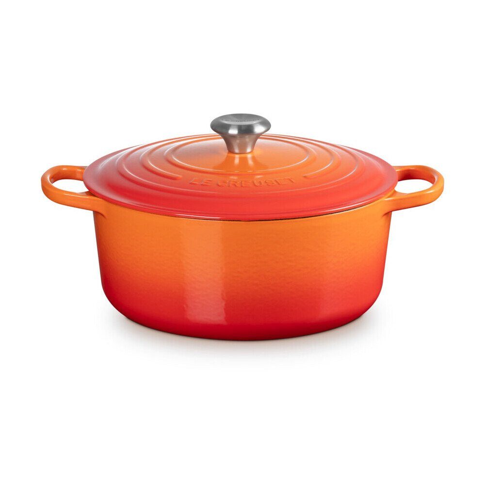 LE CREUSET Bräter Bräter mit Deckel 28 cm Signature Ofenrot, Emailliertes Gusseisen, Schmortopf, Cocotte, Bratentopf, ca. 6-8 Personen, Ø28cm, Gusseisen