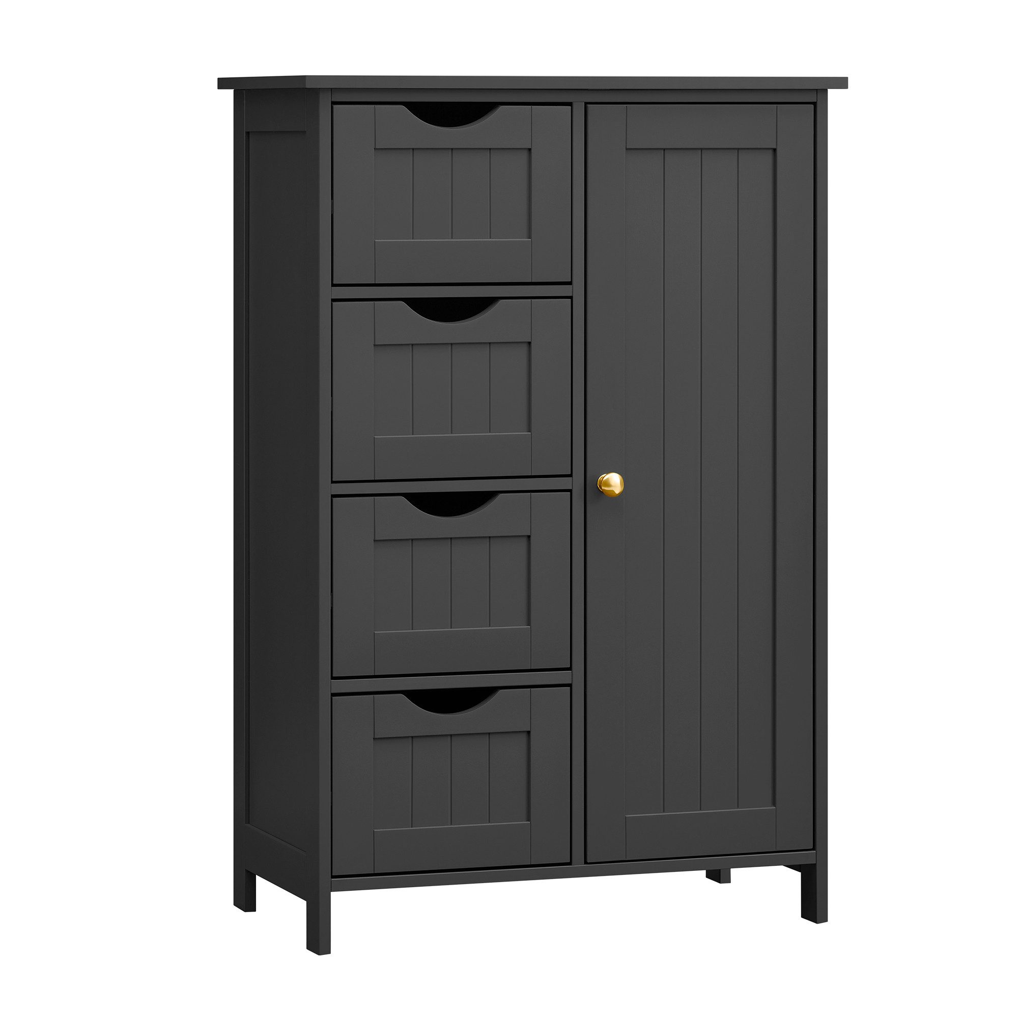 VASAGLE Badmöbel-Set Badezimmerschrank Badschrank Beistellschrank,verstellbare Ablage, mit 4 Schubladen, Schranktür,30 x 55 x 82 cm, Kommode – Bild 4 von 5