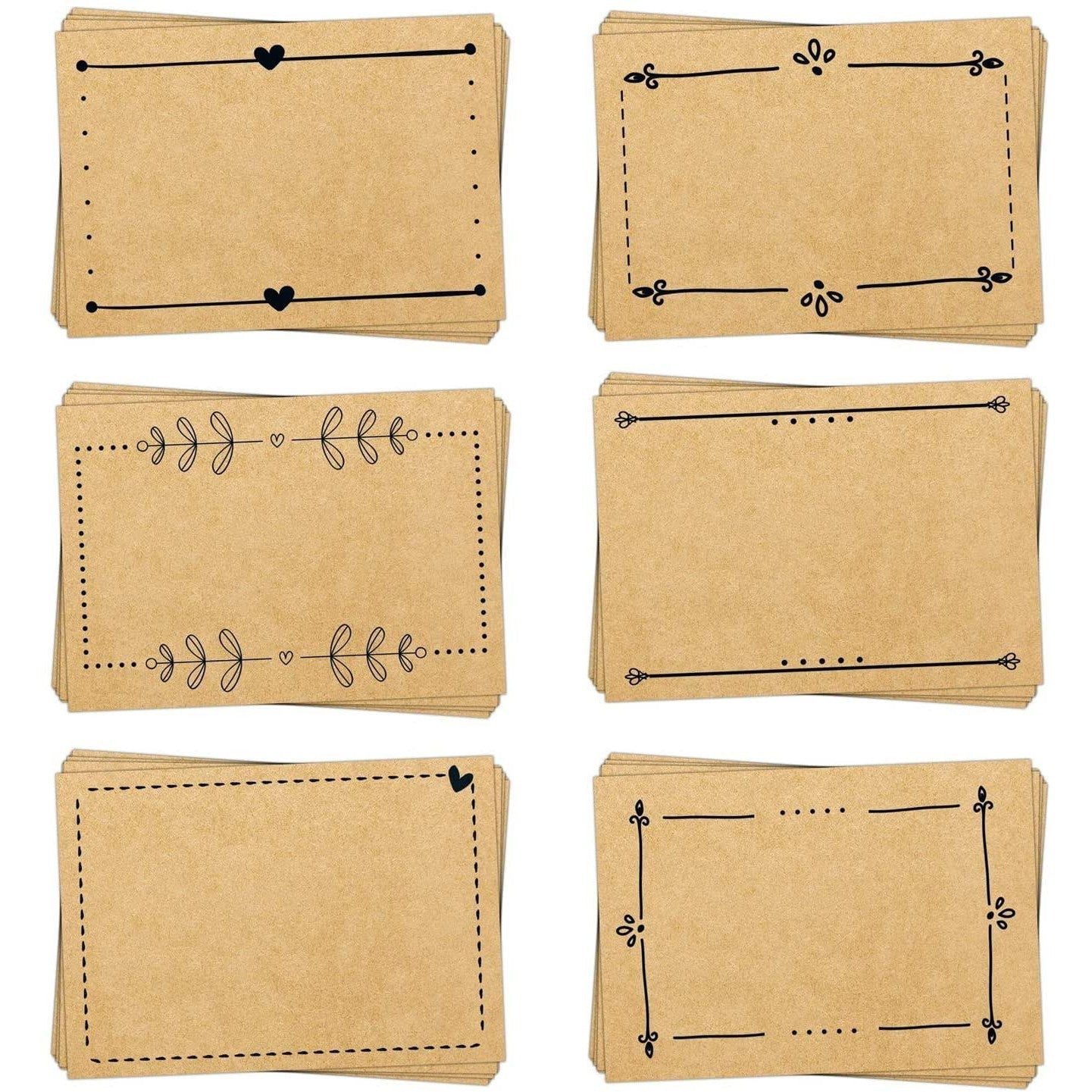 Logbuch-Verlag Aufkleber Aufkleber Set - 60 Etiketten zum Beschriften in Kraftpapier-Optik