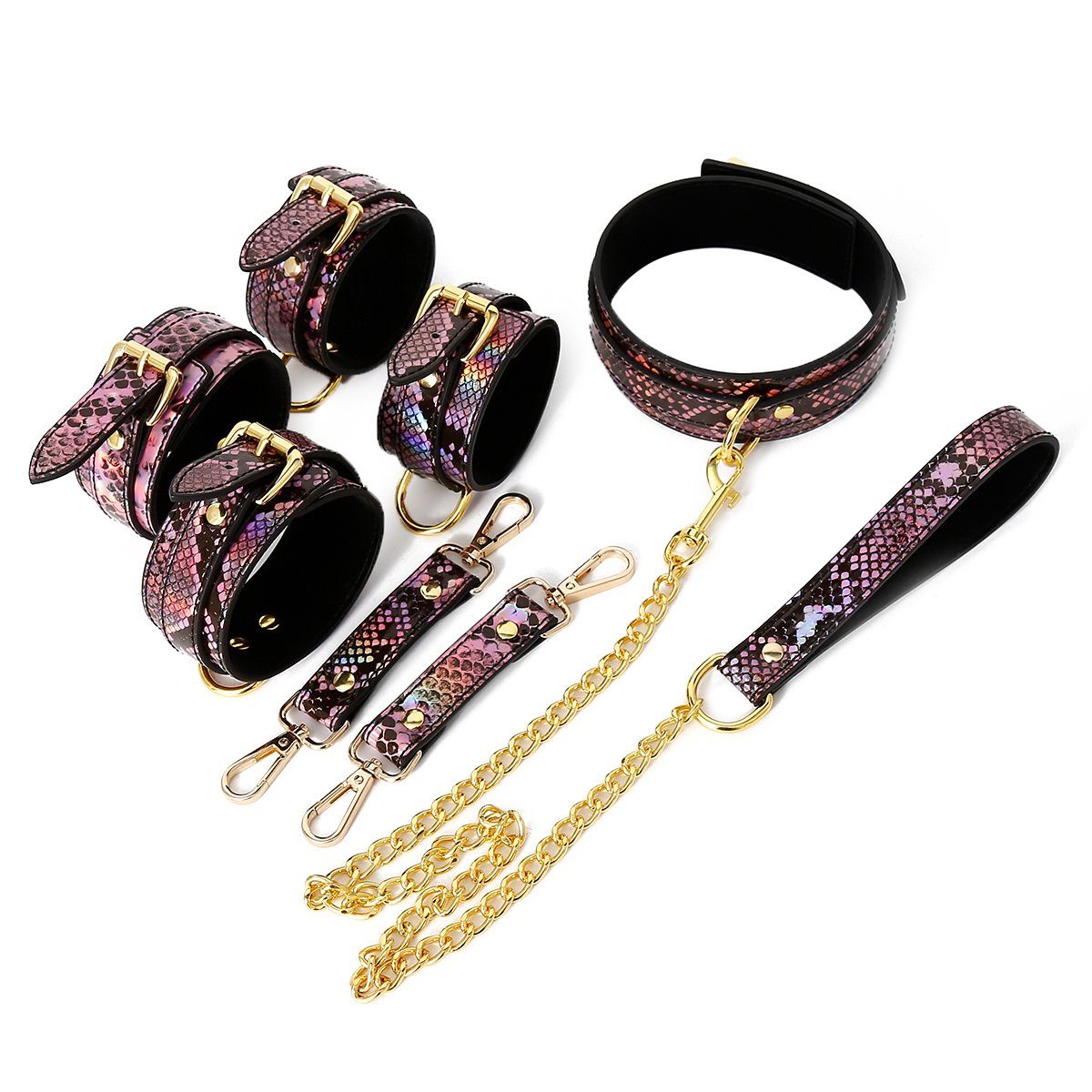 KIOTOS Bondage-Set 3 Piece Gold/Pink Set Reptile, set BDSM