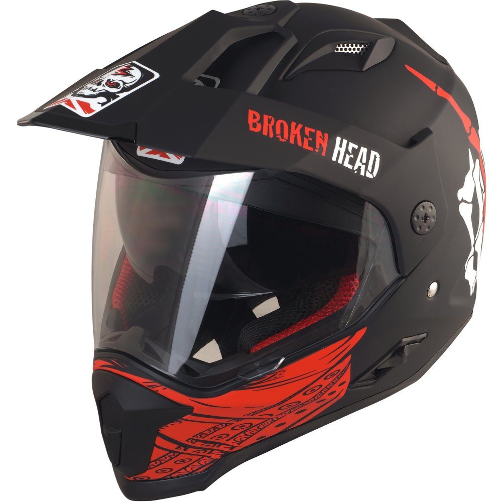 Broken Head Motorradhelm Street Rebel rot Enduro, inkl. Sonnenblende