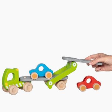 goki Spielzeug-Auto Autotransporter mit 2 Fahrzeugen, (3-tlg), Perfekt für kleine Hände