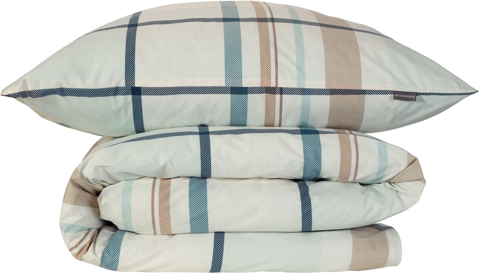 Schiesser Bettwäsche Ezra aus weicher Baumwolle und einem wunderschönen Karo, Renforcé, 2 teilig, OEKO-TEX® MADE IN GREEN-zertifiziert