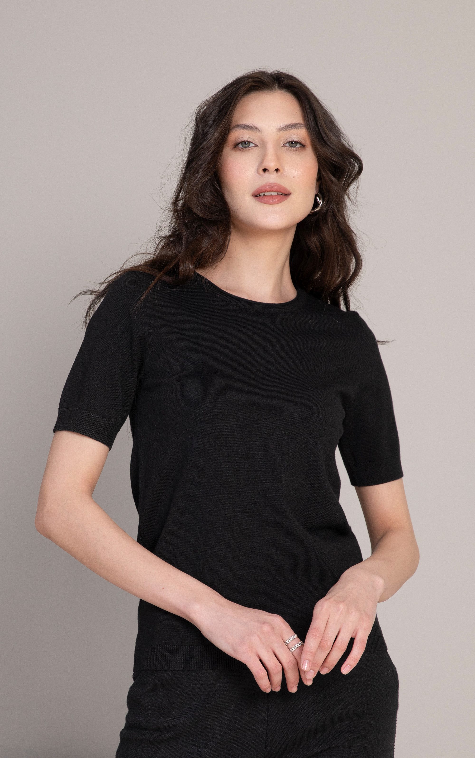 Passioni Strickjacke Twinset in Schwarz mit Zopfmuster