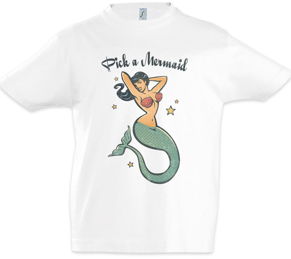 Print-Shirt Pick A Mermaid Kinder T-Shirt Shirt Meerjungfrau Poseidon Neptun Sea