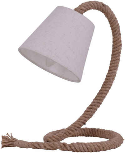 näve Tischleuchte Rope, ohne Leuchtmittel, Exkl. 1x E14 max. 40W,Fuß: Juteseil natur,Farbe Schirm: weiß