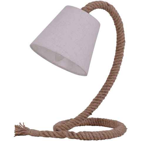 näve Tischleuchte Rope, ohne Leuchtmittel, Exkl. 1x E14 max. 40W,Fuß: Juteseil natur,Farbe Schirm: weiß
