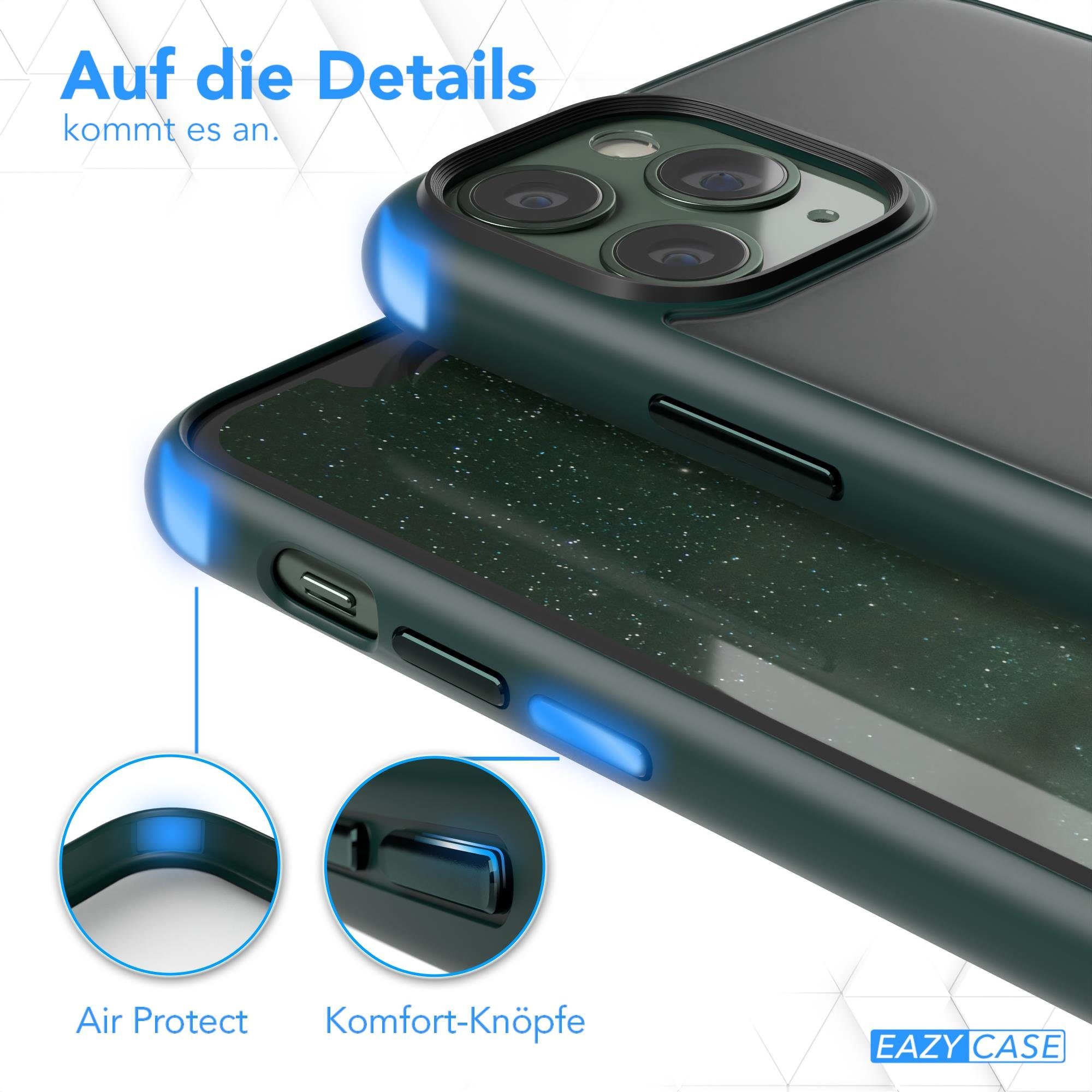 EAZY CASE Handyhülle Outdoor Case für Apple iPhone 11 Pro 5,8 Zoll, Slim Cover Durchsichtig Robust Back Cover stoßfest Grün / Nachtgrün