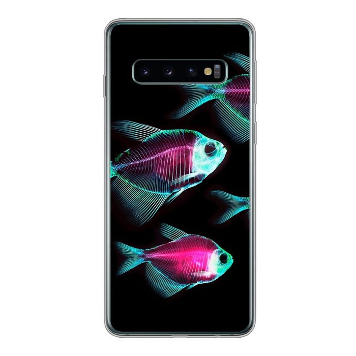MuchoWow Handyhülle Fisch - Lila - Blau Phone Case Handyhülle Samsung Galaxy S10 Silikon Schutzhülle