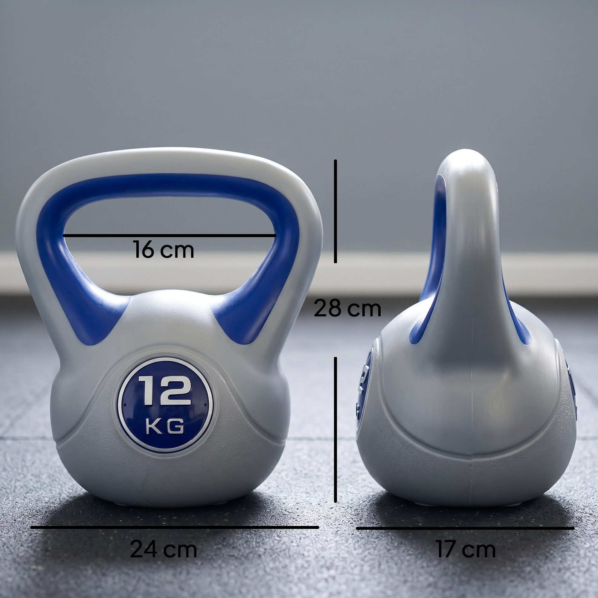SPORTNOW Kettlebell 12 KG Gewichtkugel für freies Gewichtstraining, Krafttraining, (Set, 1 x Kettlebell), 1 x 12 Kg