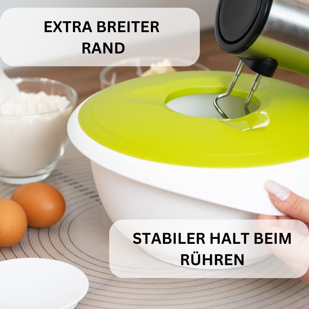 WESTMARK Rührschüssel mit zweigeteiltem Deckel, 2,5 l, Mit Ausgießer, Kunststoff, Weiß/Apfel, PP, PE
