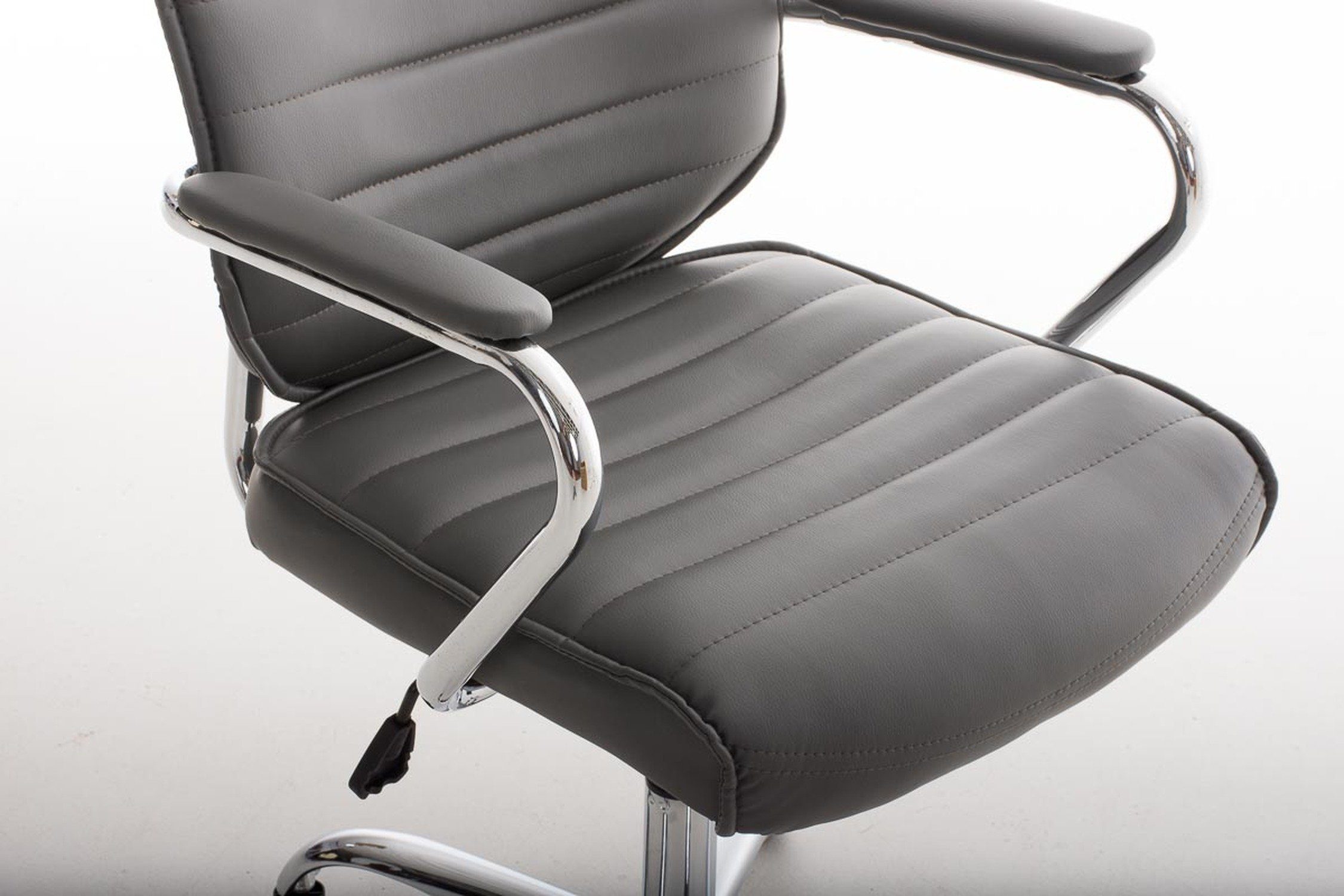TPFLiving Bürostuhl Rocket V2 mit Sitz: chrom 360° Bürostuhl grau Metall - (Schreibtischstuhl, Kunstleder Gestell: Drehstuhl, höhenverstellbar Rückenlehne bequemer XXL), - und Chefsessel, drehbar