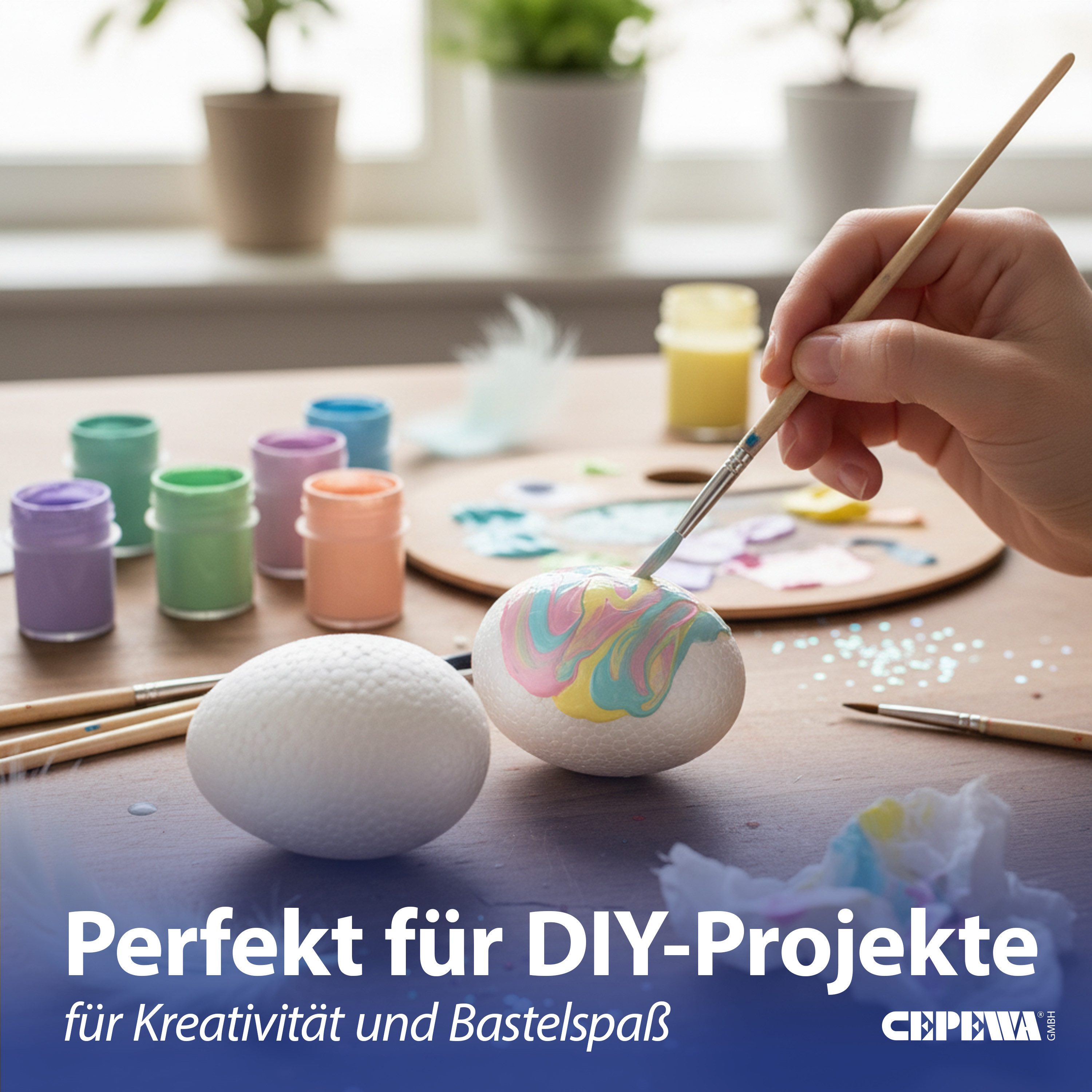 CEPEWA Osterei DIY Ostereier 6er Set zum Bemalen Styropor 8x12cm Eier Osterdekoration