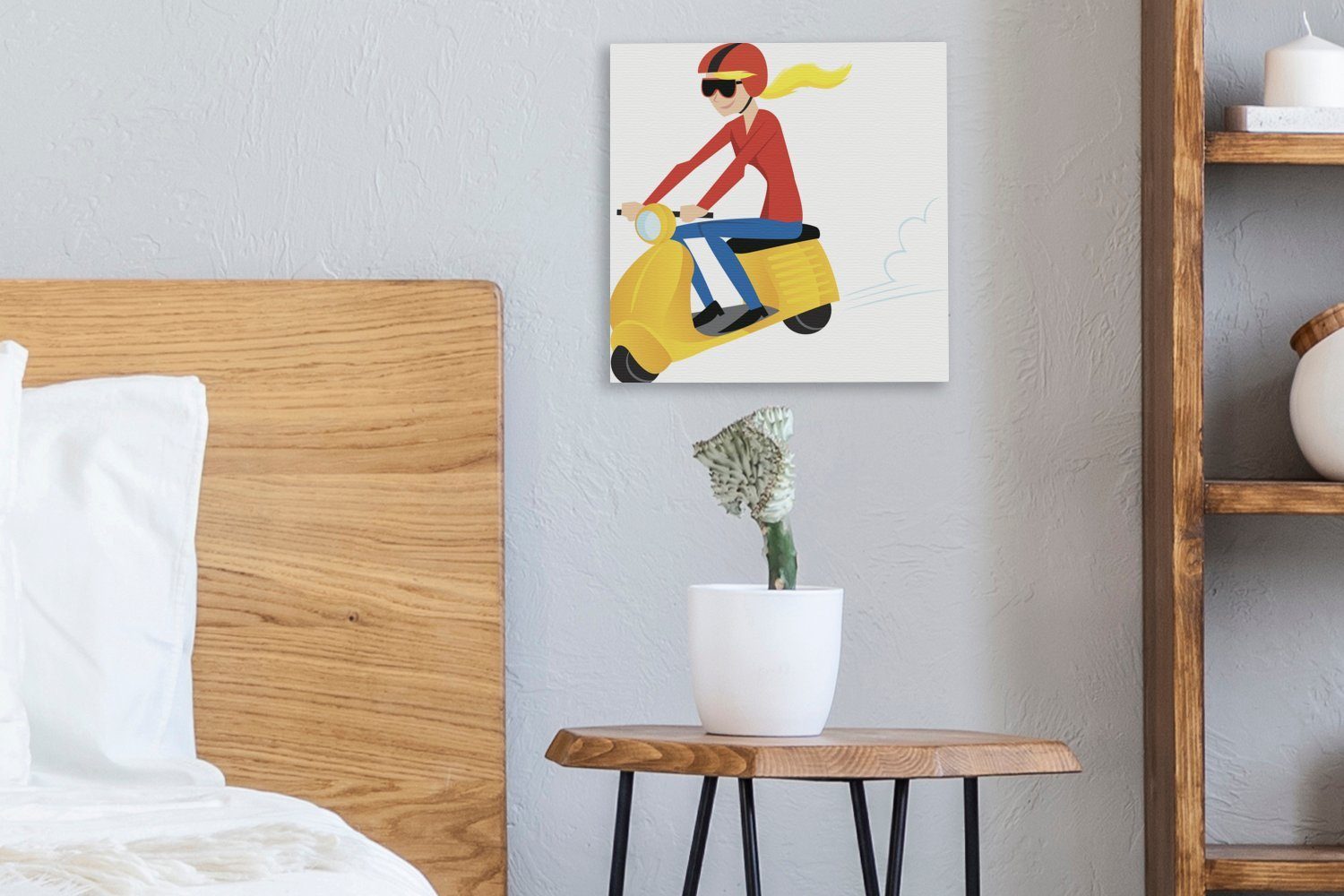 Illustration Vespa, eines Leinwandbild einer OneMillionCanvasses® für Leinwand St), Schlafzimmer Bilder (1 auf gelben Wohnzimmer Mädchens