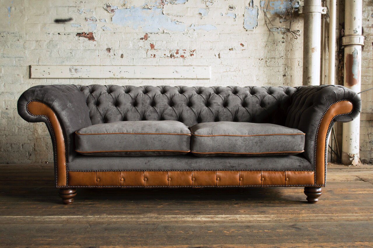 cm Couch JVmoebel Sofa Chesterfield-Sofa, Design Sitzer 225 Sofa 3 Chesterfield