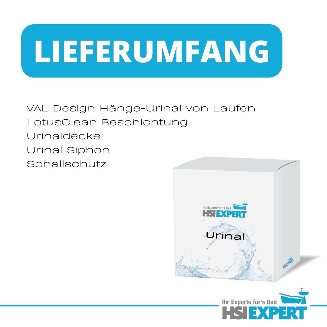 Laufen Urinal Laufen Urinal VAL schwarz spülrandlos mit Deckel, Keramik, je nach Vorwandelement, Abgang verdeckt hinten, (Komplettset, Komplettset), mit Beschichtung