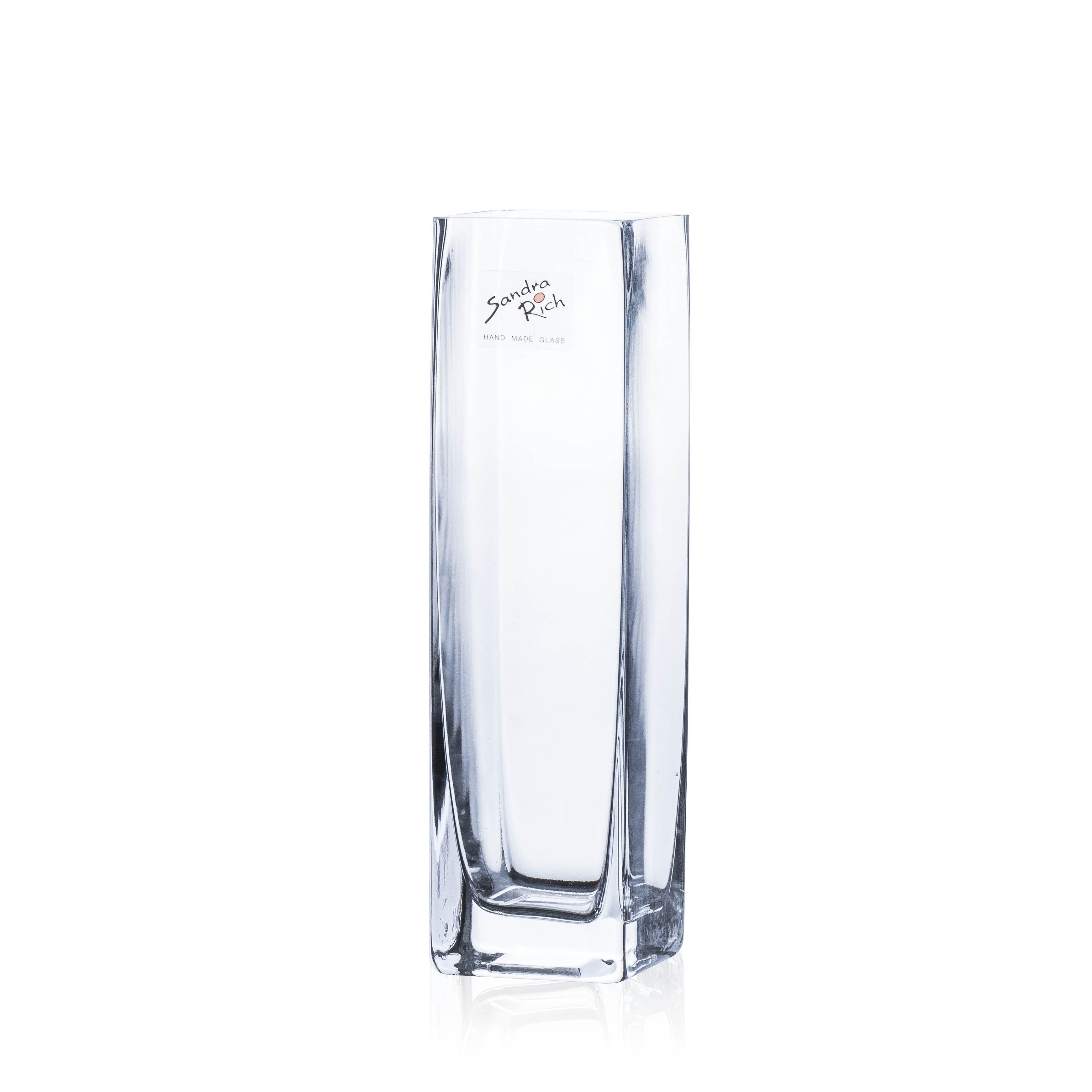 Sandra Rich Dekovase Glasvase "Square" 6 x 20cm, Handgefertigte Blumenvase aus Glas