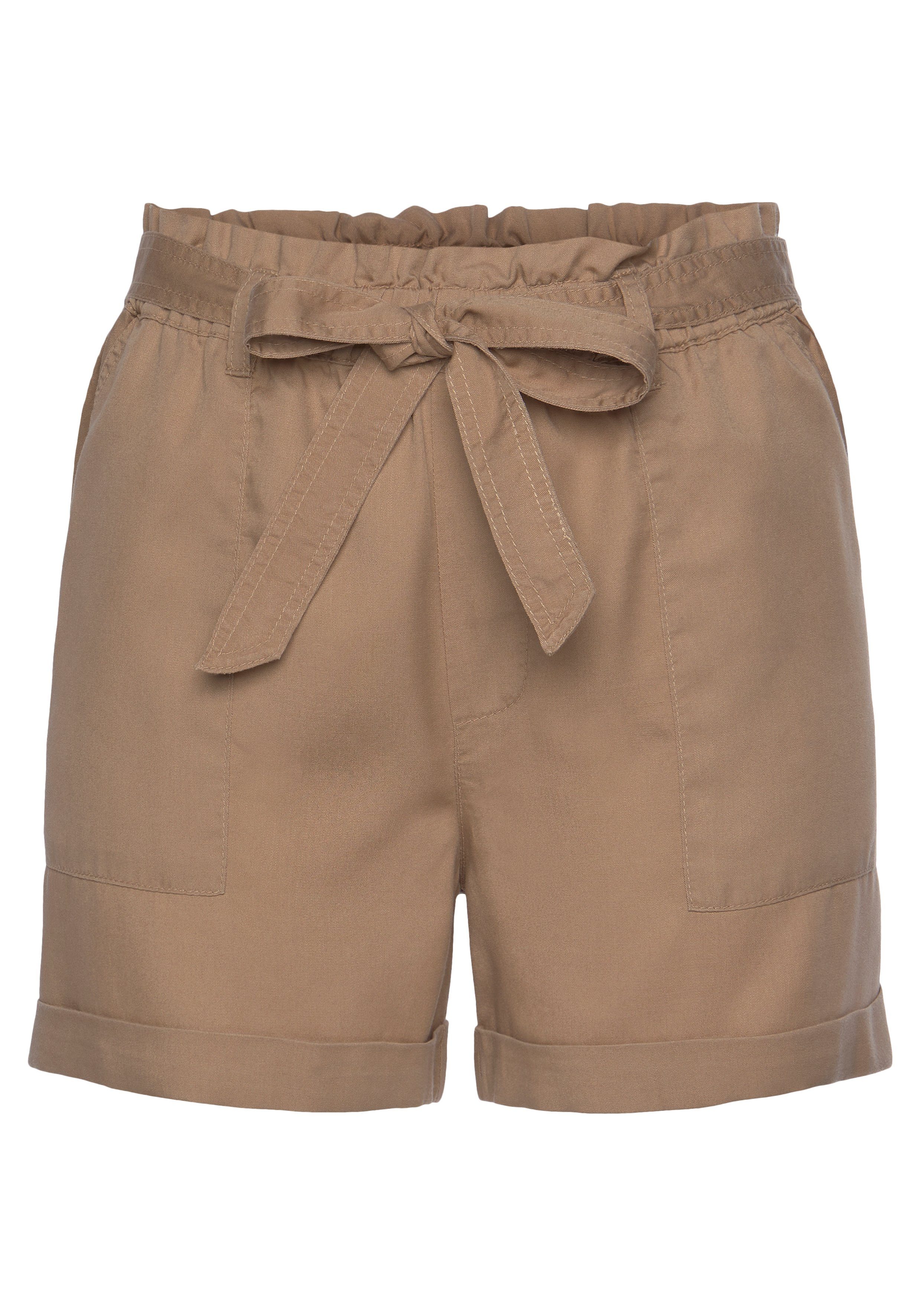 Buffalo Hose im Bindegürtel) Gummizugbund, (mit Paperbag-Stil, kurze Shorts