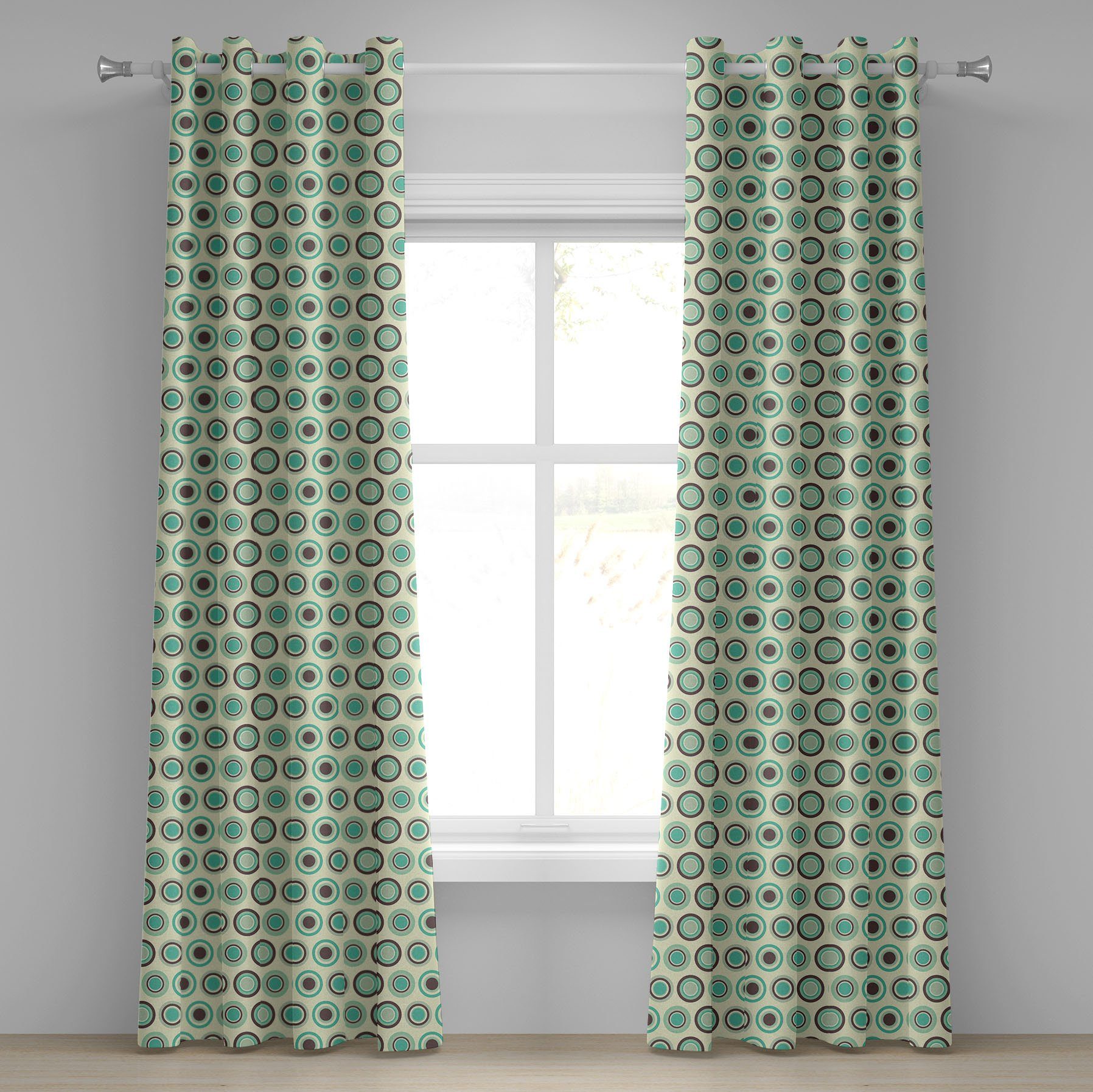 Gardine Dekorative 2-Panel-Fenstervorhänge für Schlafzimmer Wohnzimmer, Abakuhaus, Retro Tupfen-Pastell-Muster