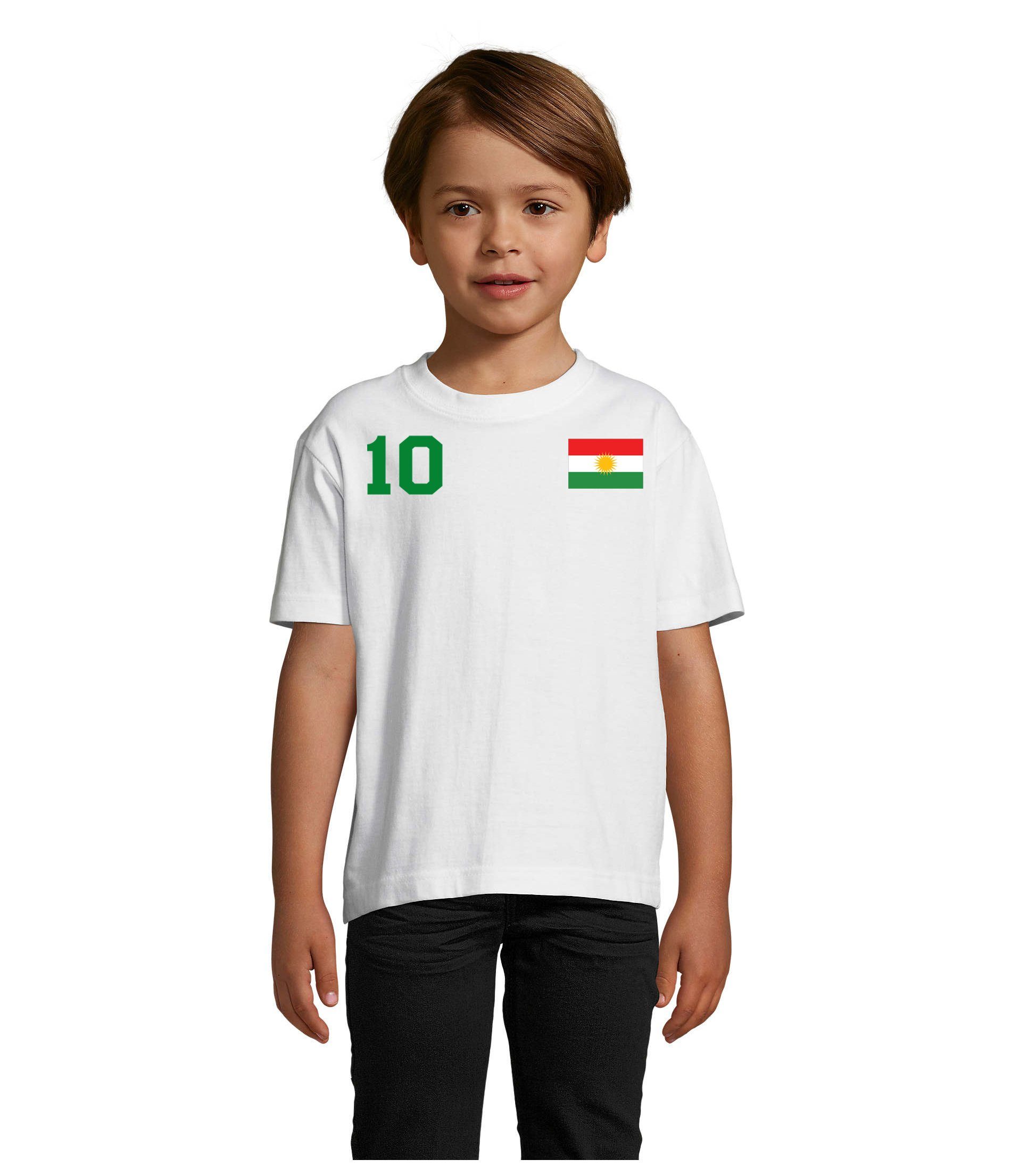 Brownie & T-Shirt Blondie Fußball Fan Trikot Sport Meister Weltmeister WM Kurdistan Kinder Grün/Weiss