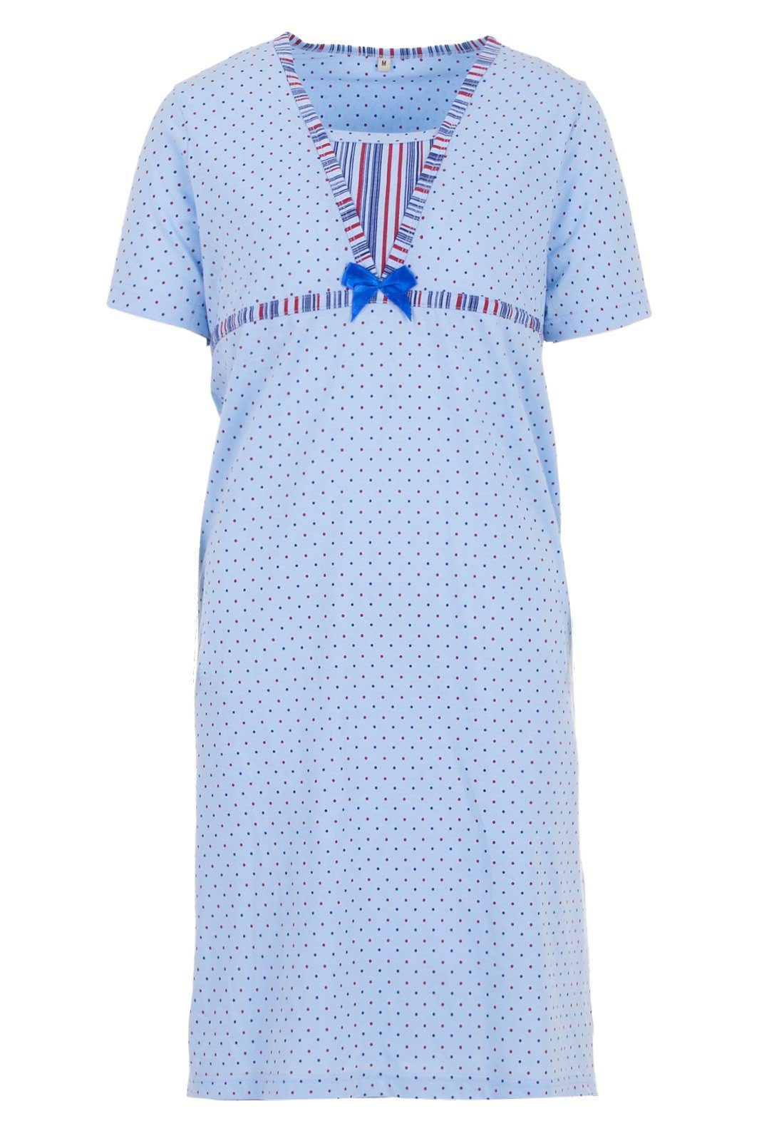 zeitlos Nachthemd Damen Kurzarm Lagenlook Punkte Nachthemd
