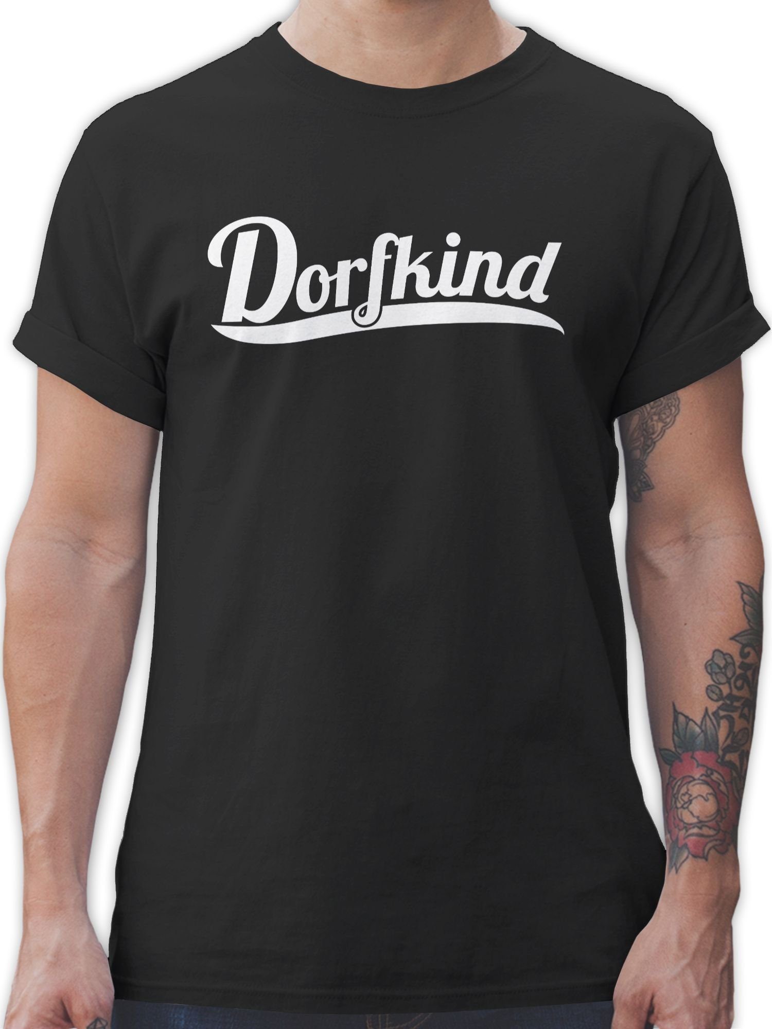 Shirtracer T-Shirt Dorfkind Weiss Sprüche Statement 1 Schwarz