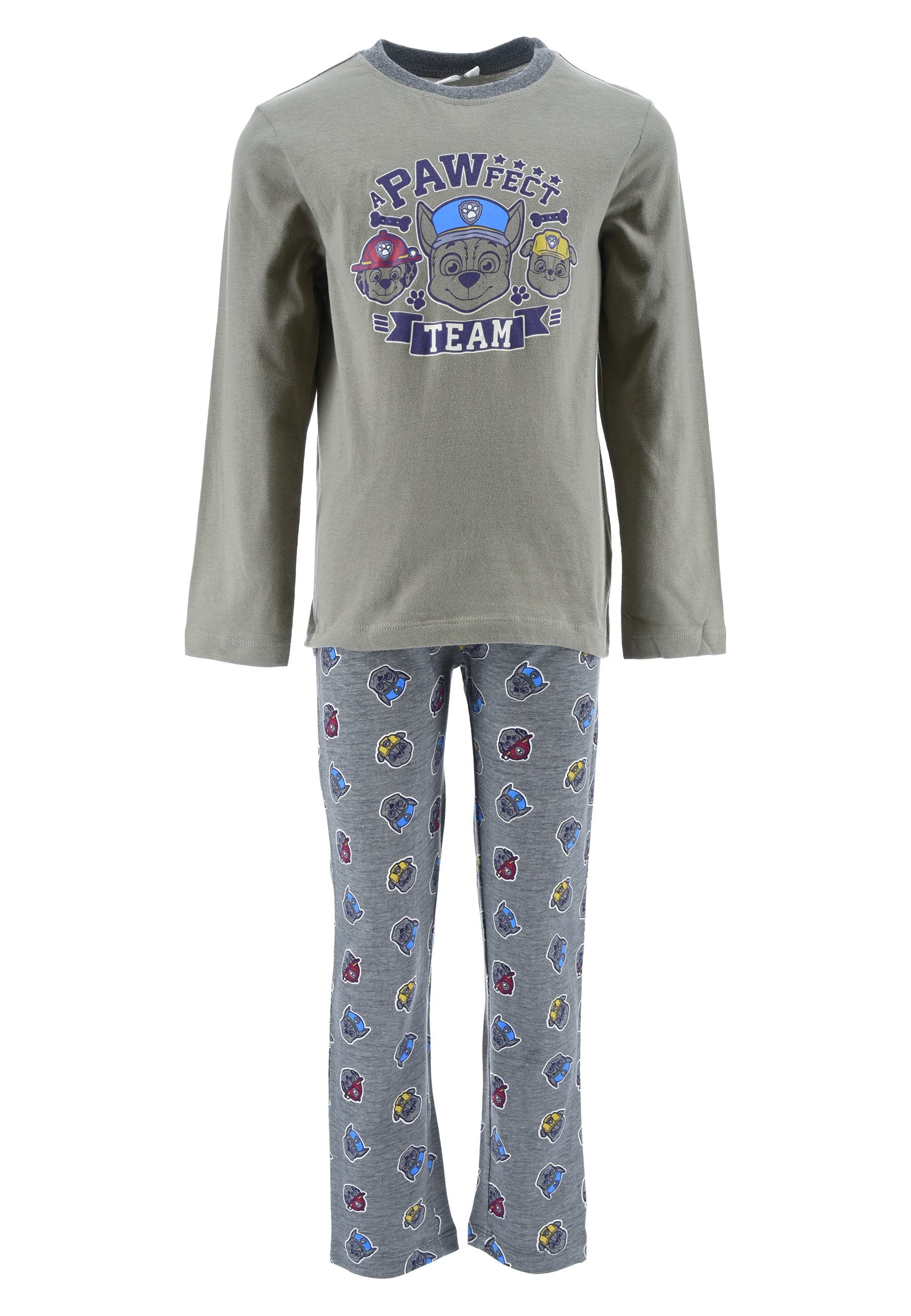 PAW PATROL Schlafanzug Marshall Chase Rubbles Kinder Jungen Pyjama langarm Nachtwäsche (2 tlg) Grün