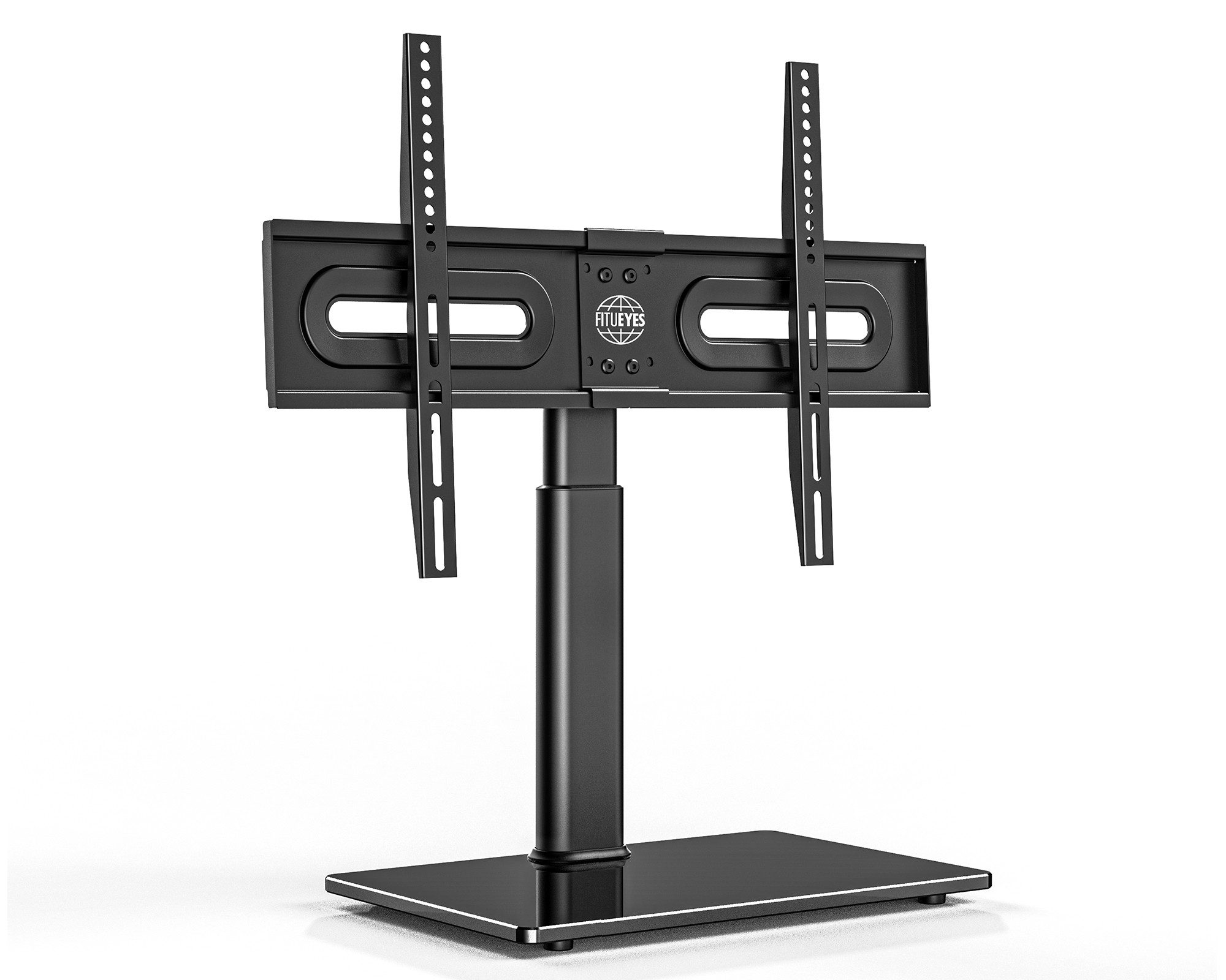 FITUEYES TV-Standfuß TV-Tischständer, ±40° schwenkbar, 32-65 Zoll, (bis 32,00 Zoll, höhenverstellbar, Bodenplatte aus gehärtetem Sicherheitsglas)