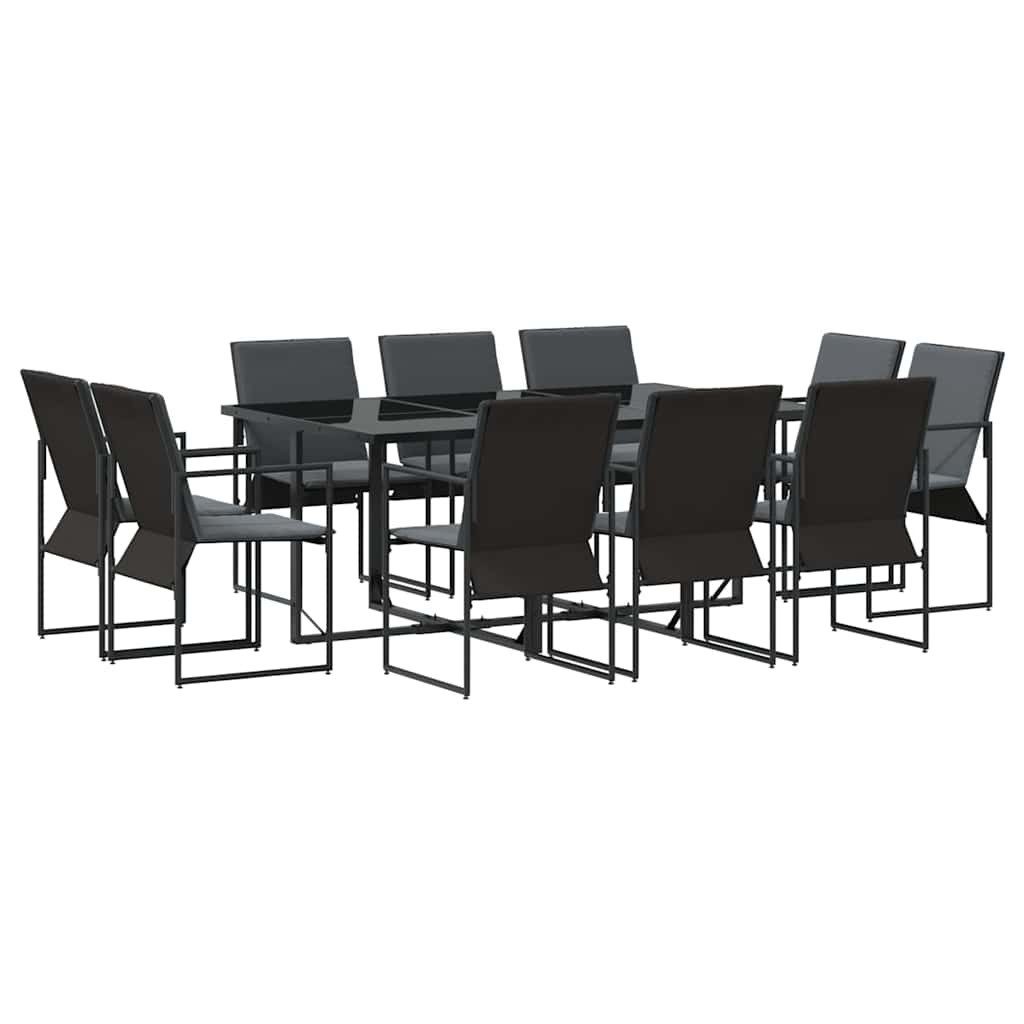 vidaXL Gartenlounge-Set Garten Essgruppe 11 pcs Schwarz Stahl, (11-tlg)