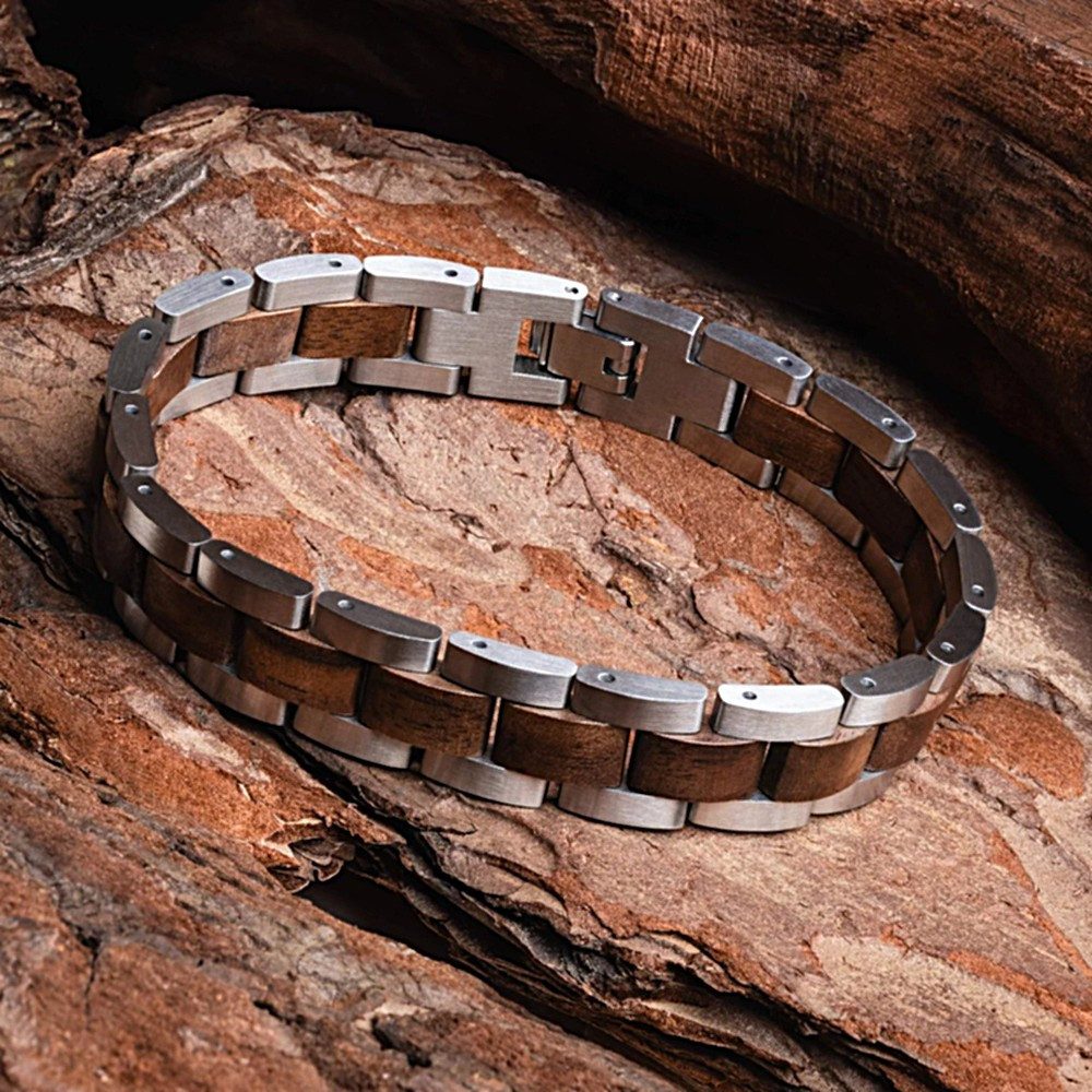 Holzwerk Edelstahlarmband Designer Holz Armband, Armkette Gliederarmband, H günstig online kaufen