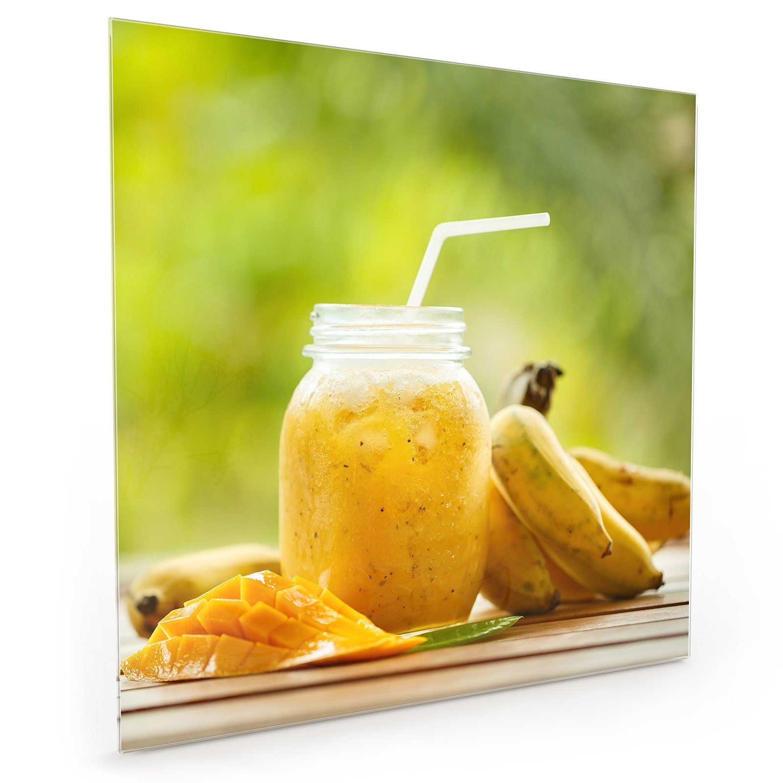 Primedeco Küchenrückwand Küchenrückwand Spritzschutz Glas mit Motiv Smoothie aus Mango