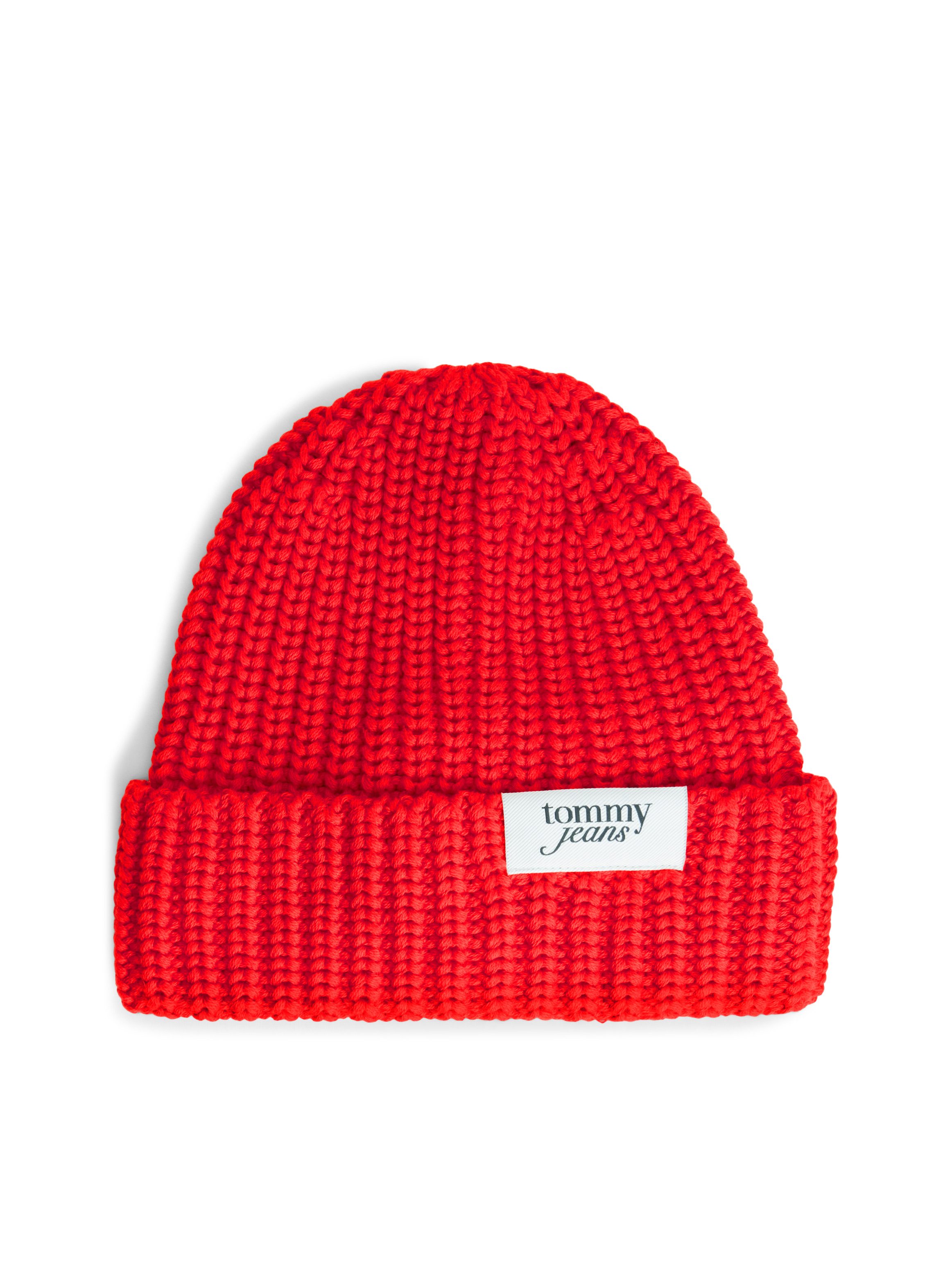 Tommy Jeans Beanie TJW SCRIPT aus grobem Rippstrick mit Logo-Label