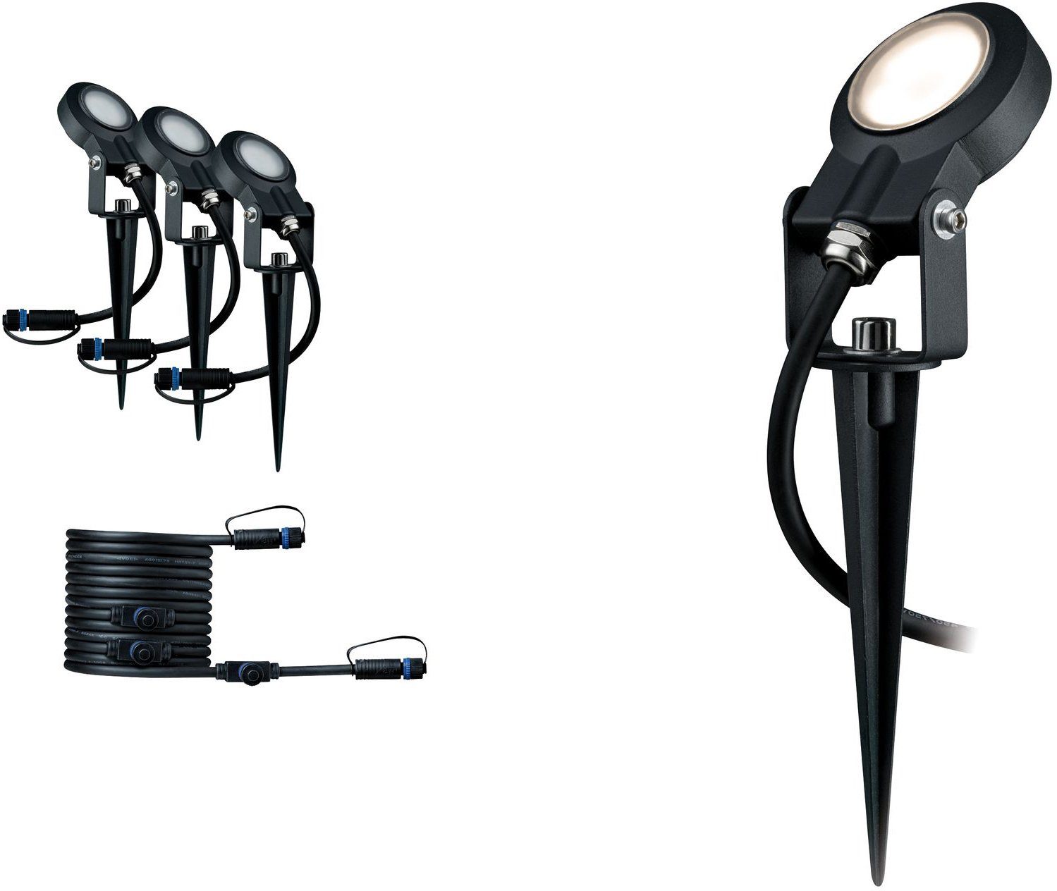 Paulmann LED Gartenstrahler & Shine, fest Plug Plug Warmweiß, IP67, LED-Modul, Shine, & LED integriert, 3er Set