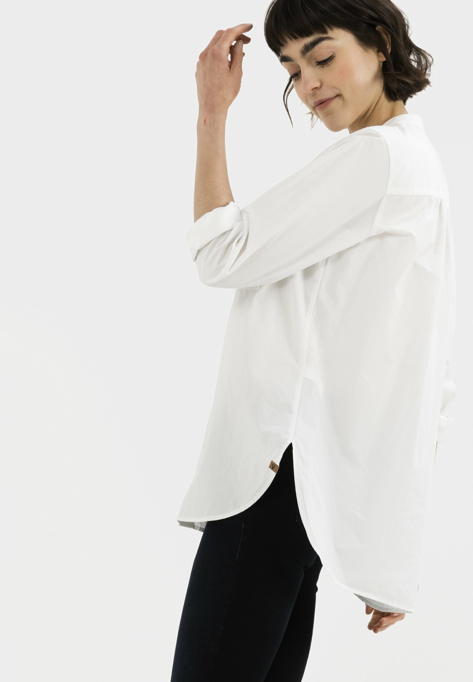 camel active Langarmbluse aus Organic Cotton Langarm Stehkragen unifarben