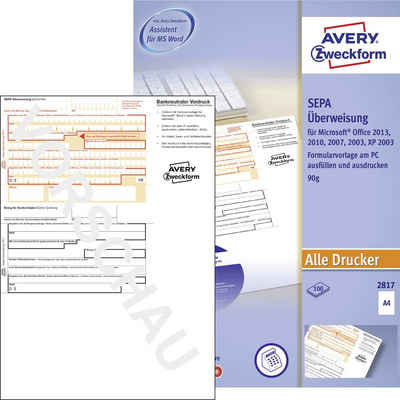 Avery Zweckform Formularblock Avery-Zweckform Überweisung Formular SEPA-Überweisung DIN A4 Anzahl de