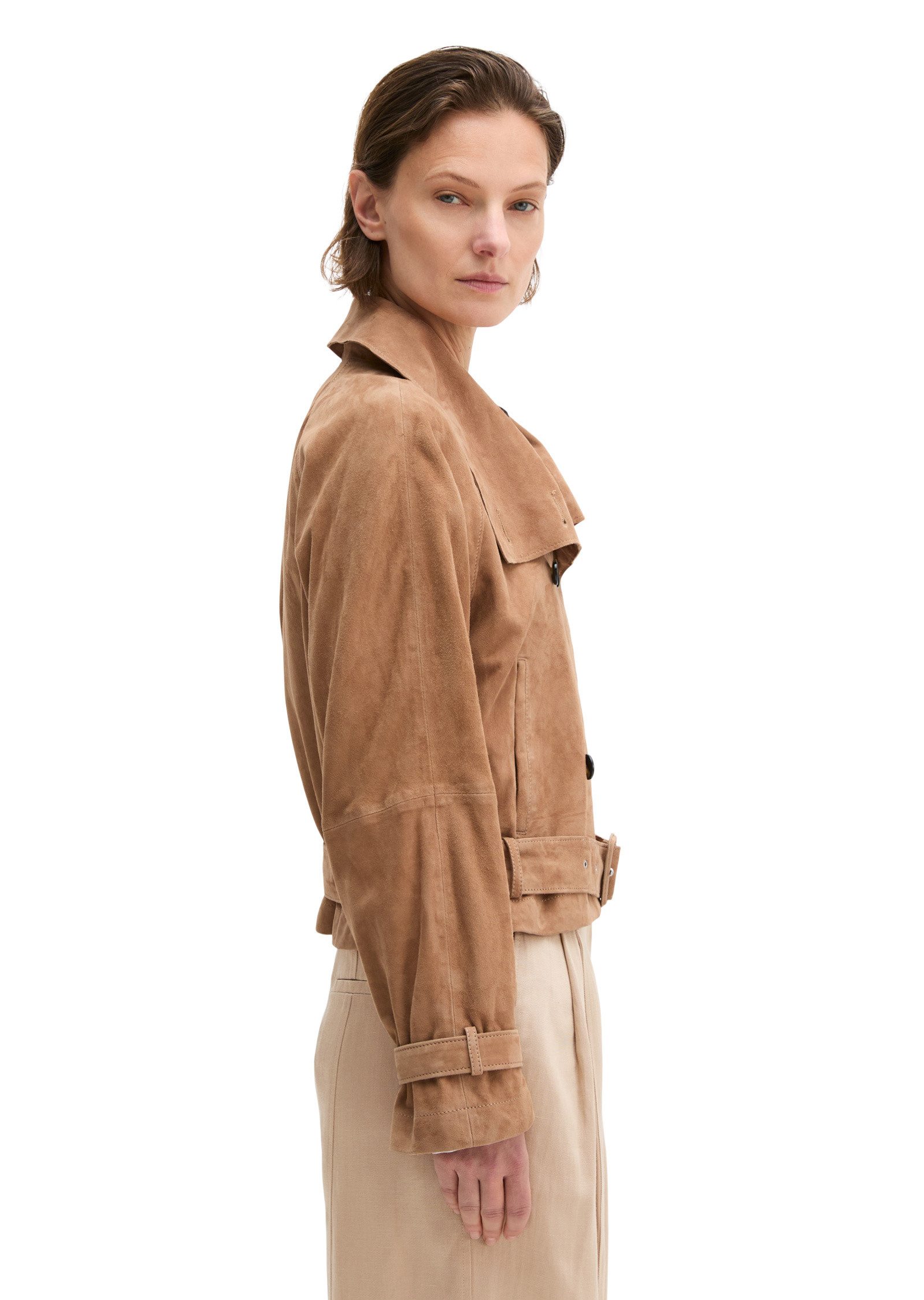 Marc O'Polo Lederjacke aus softem Ziegenvelours-Leder